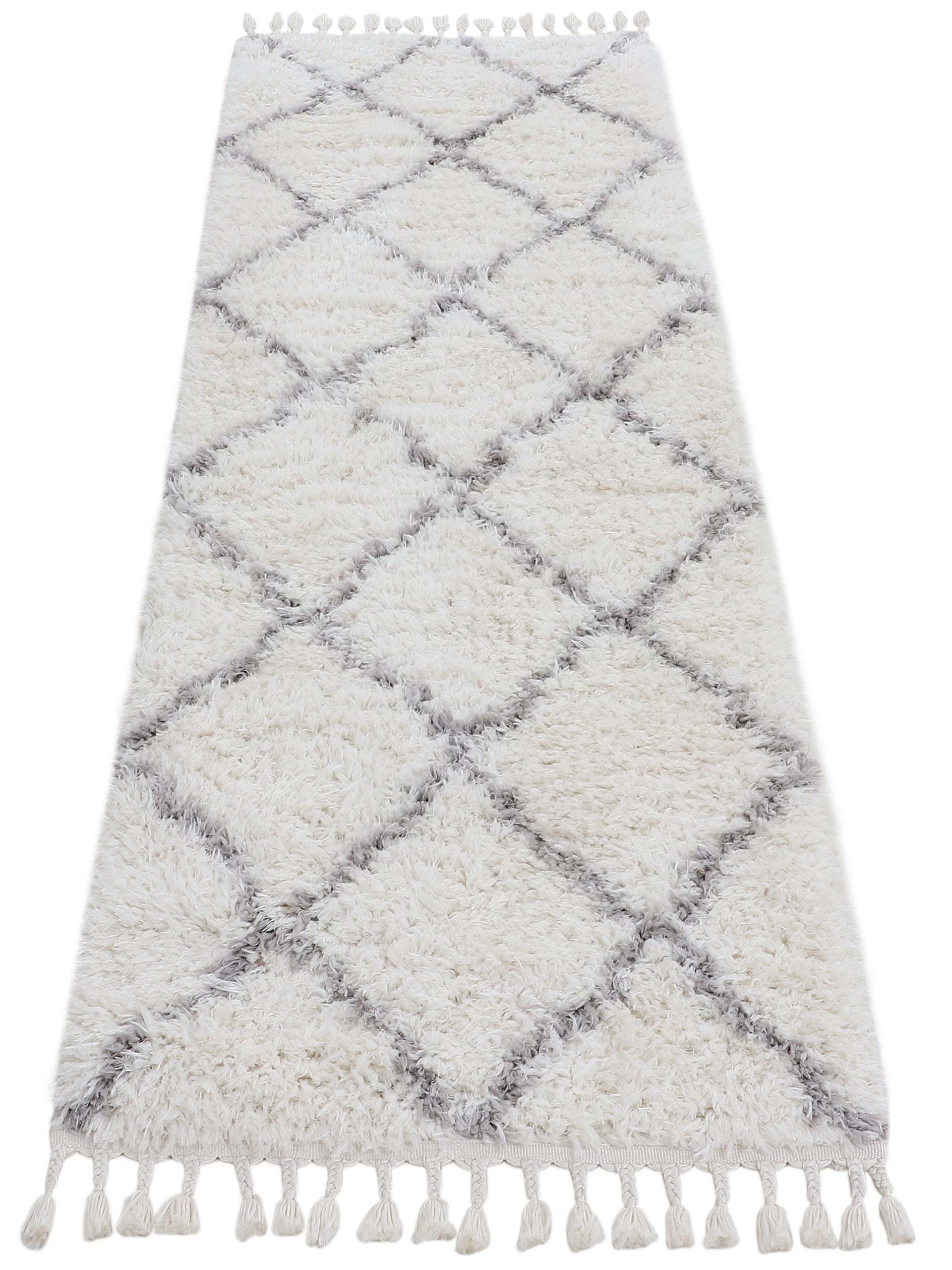 Hochflorteppich Eddy Läufer Weiß