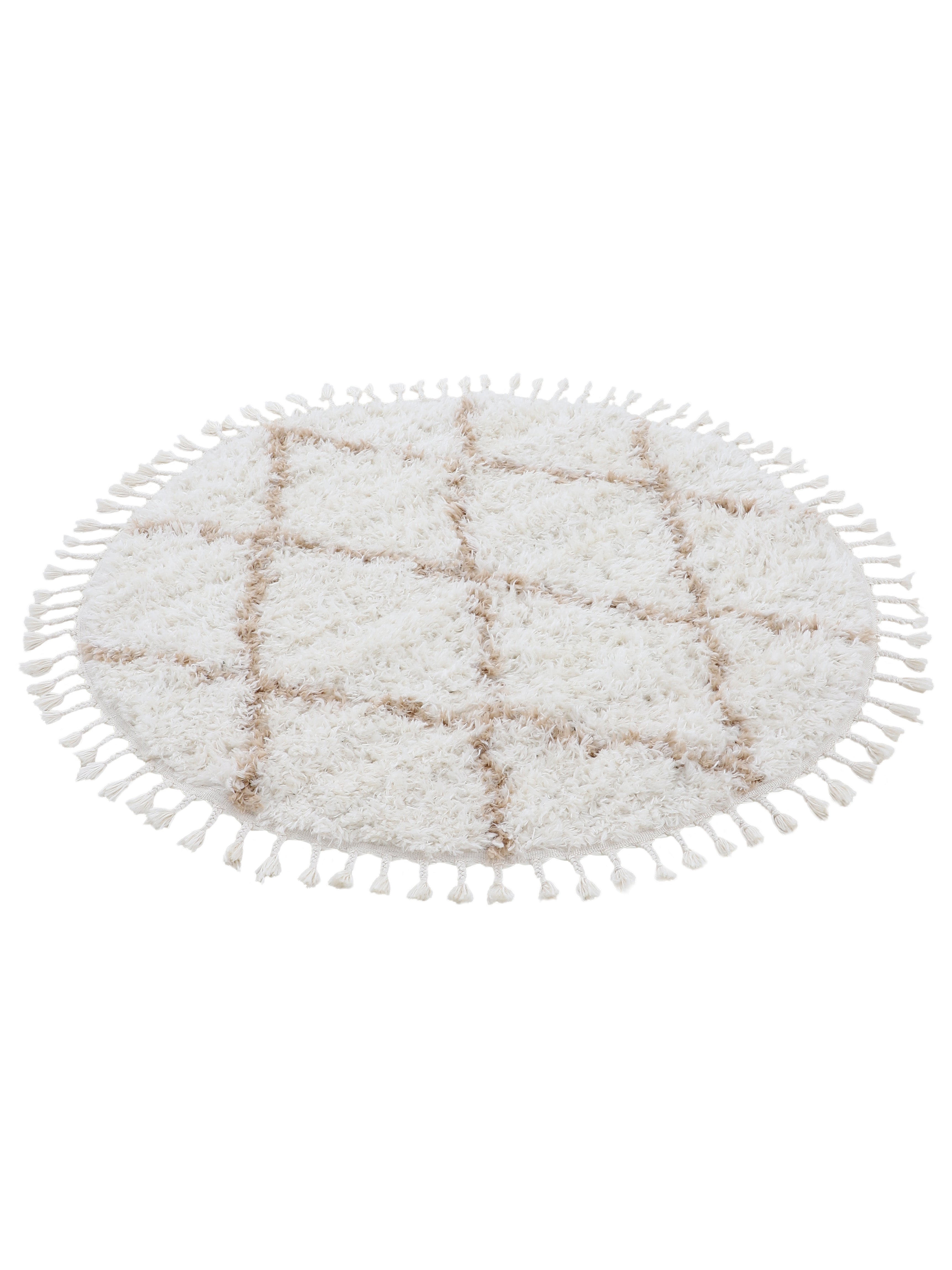 Hochflorteppich Eddy Rund Beige