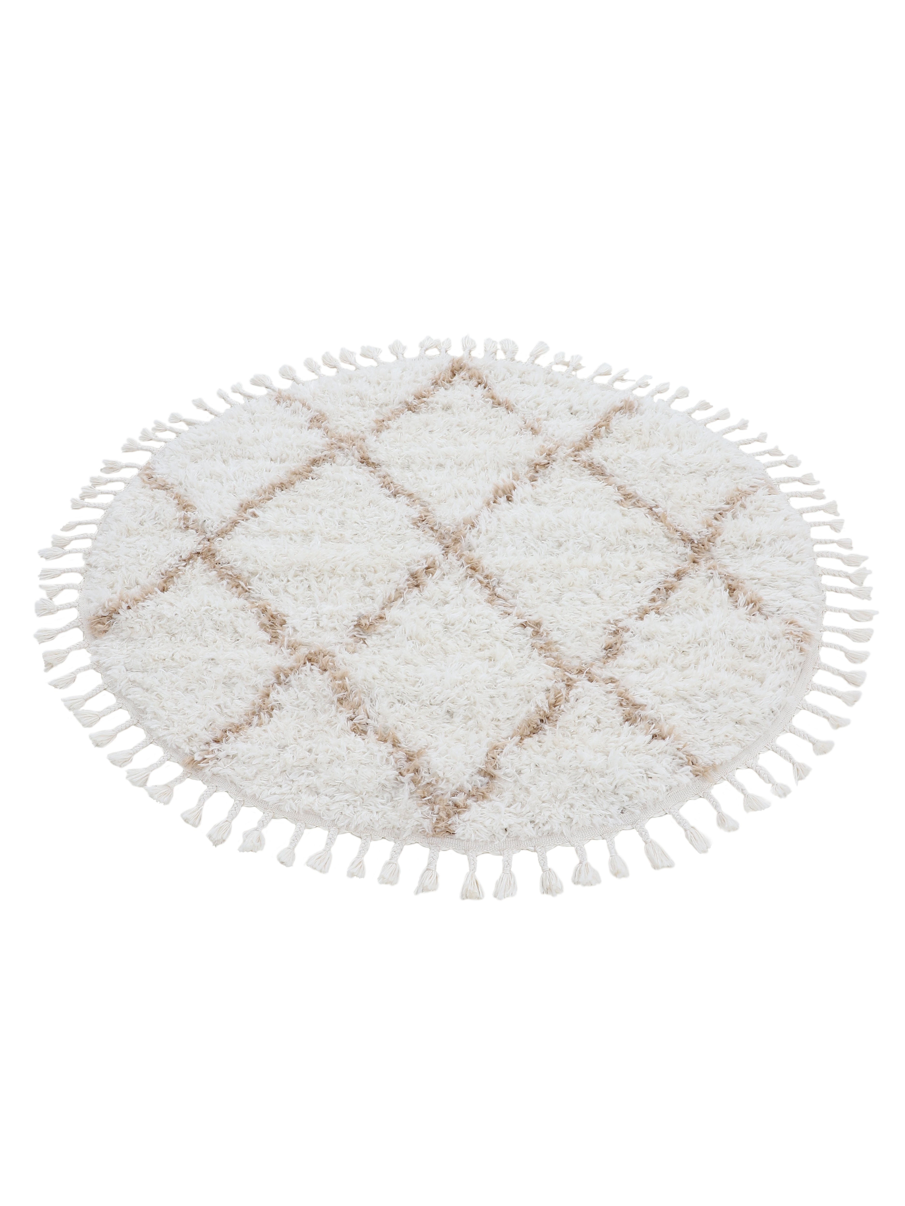 Hochflorteppich Eddy Rund Beige