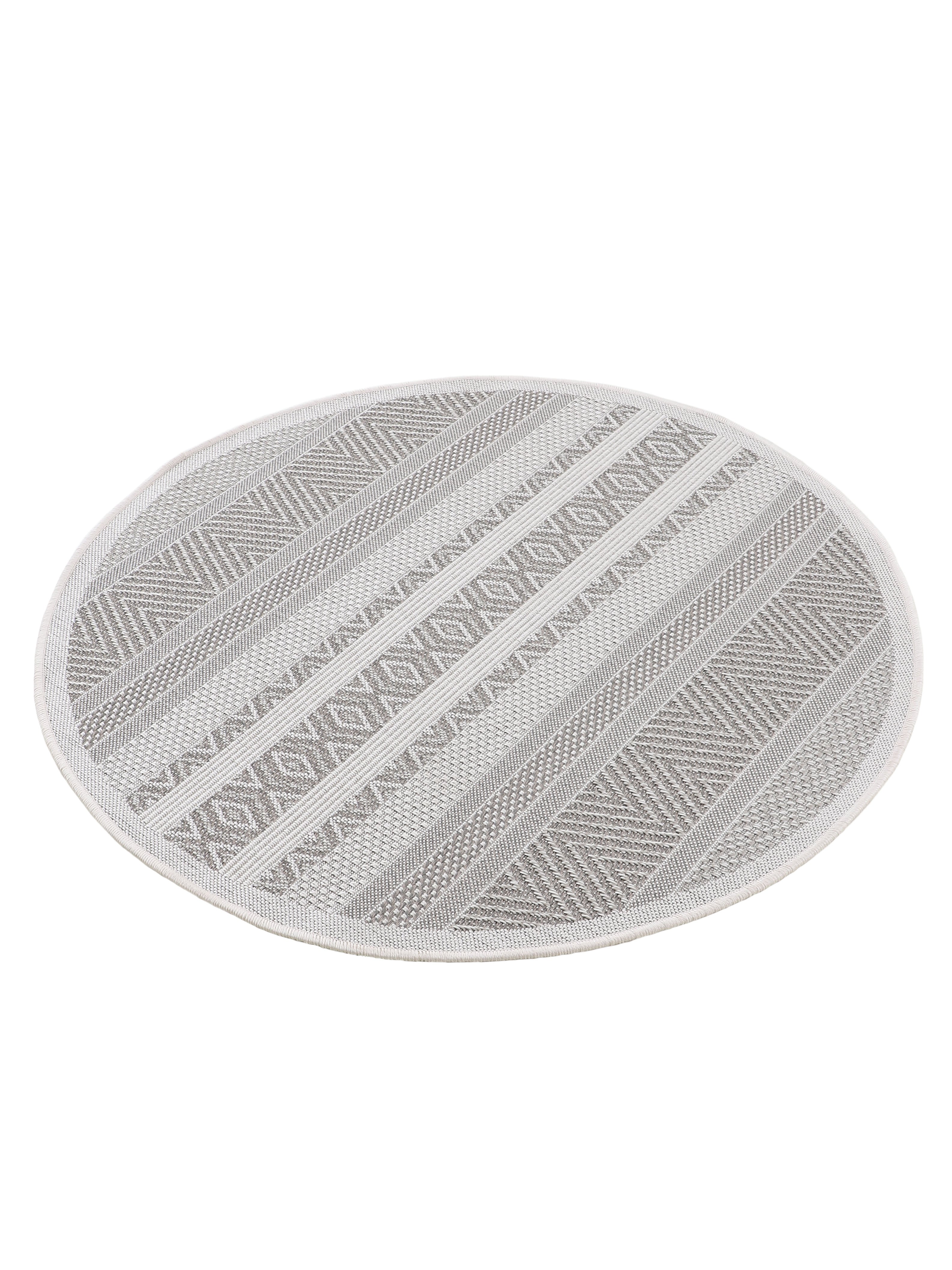 In- & Outdoor Teppich Boho Rund Beige