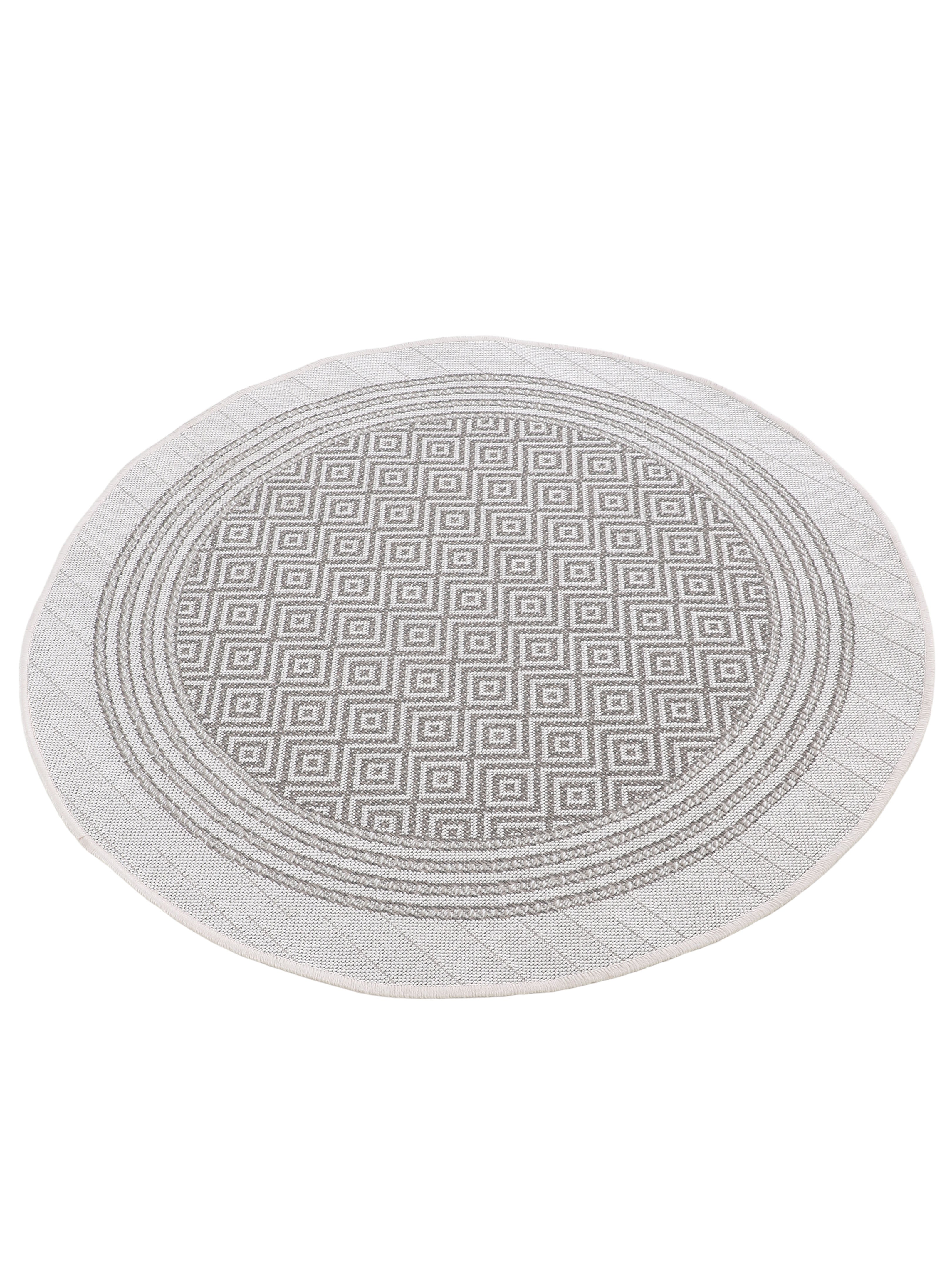 In- & Outdoor Teppich Boho Rund Beige