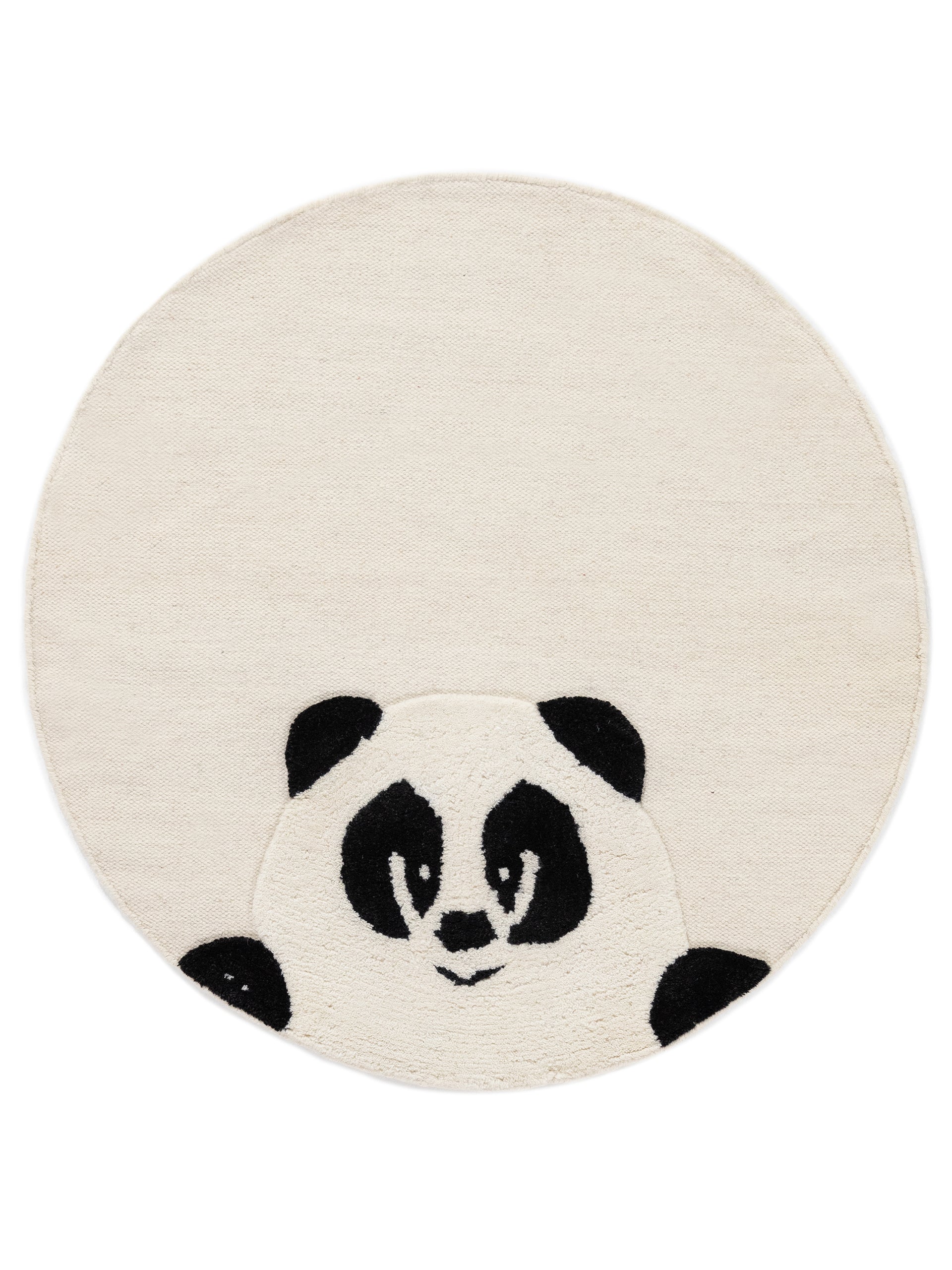 Kinderteppich Panda Rund Creme