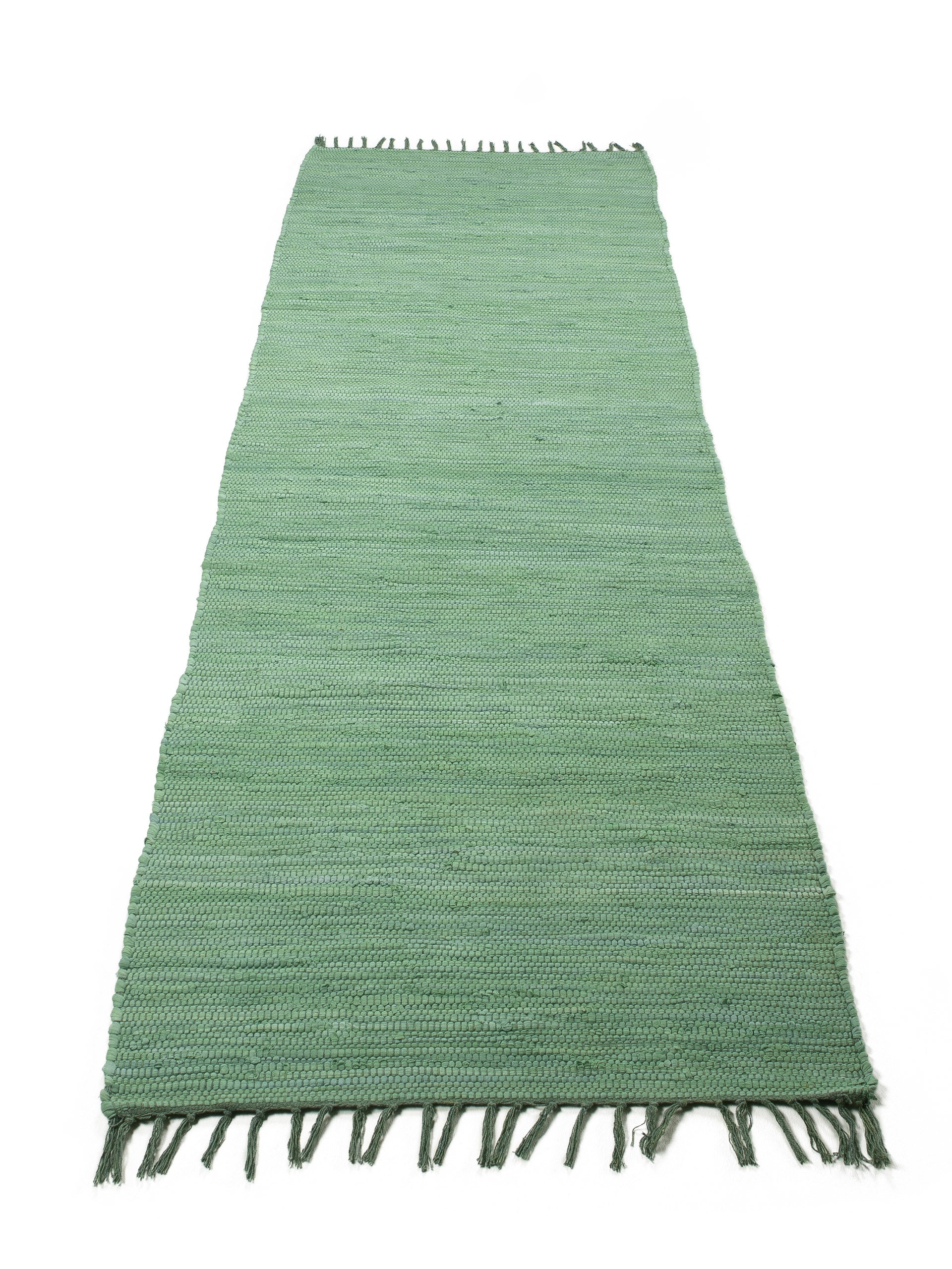 Kelim Chindi Uni Läufer Grün in grün aus baumwolle