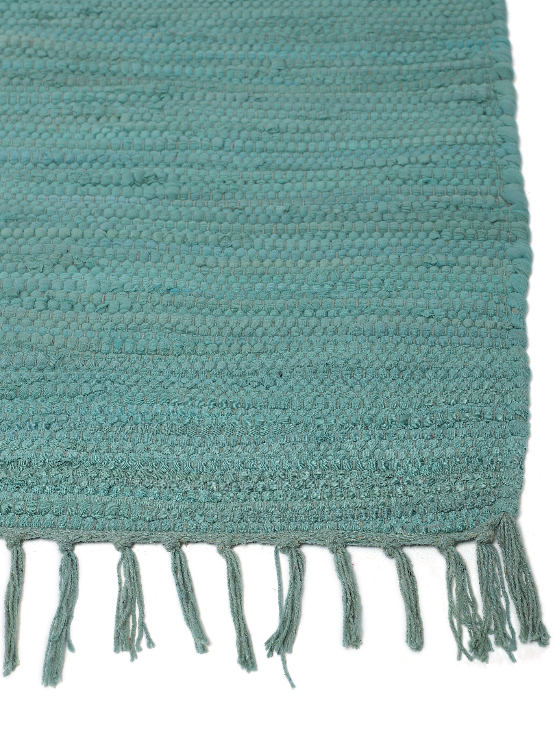 Kelim Chindi Uni Läufer Türkis in türkis aus baumwolle