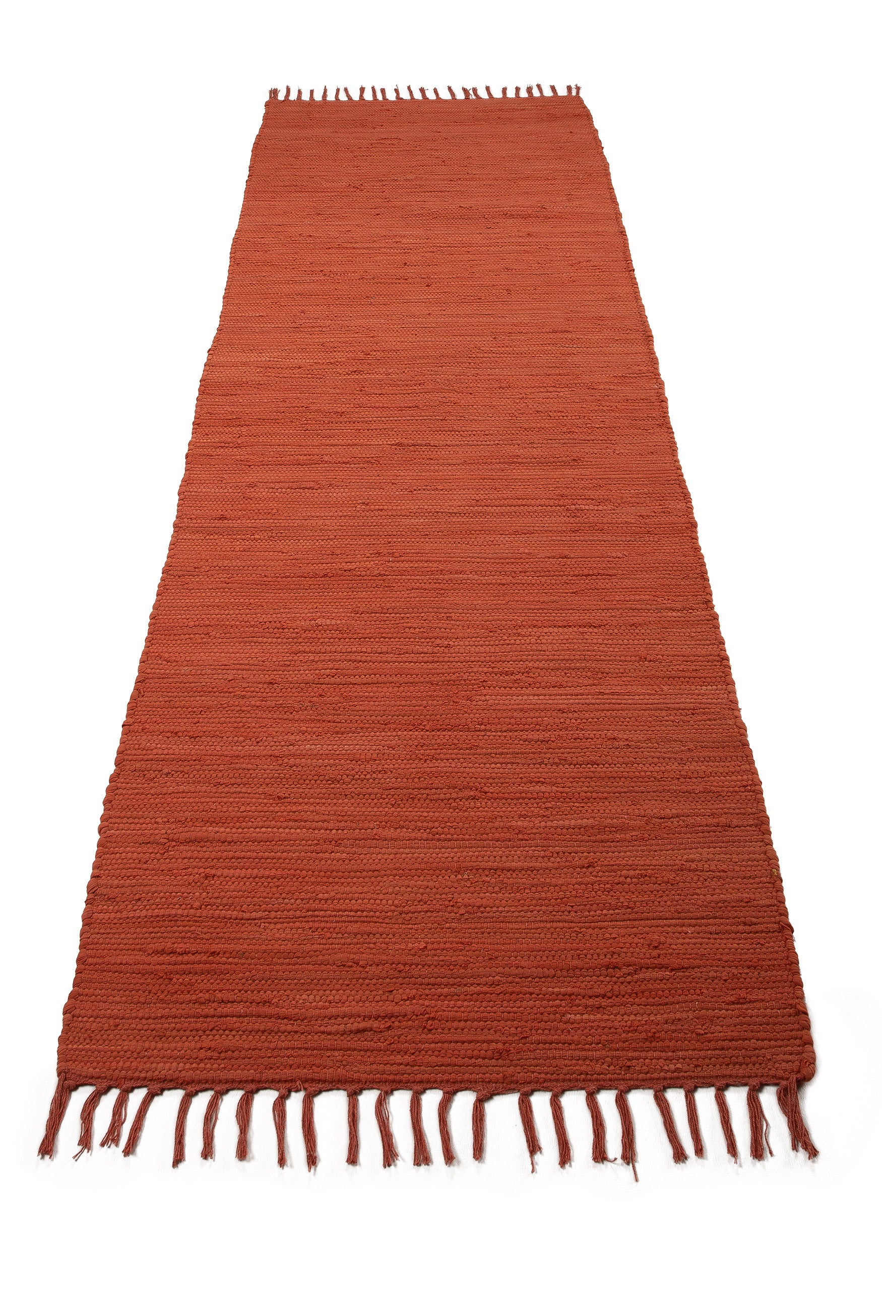 Kelim Chindi Uni Läufer Orange in orange aus baumwolle