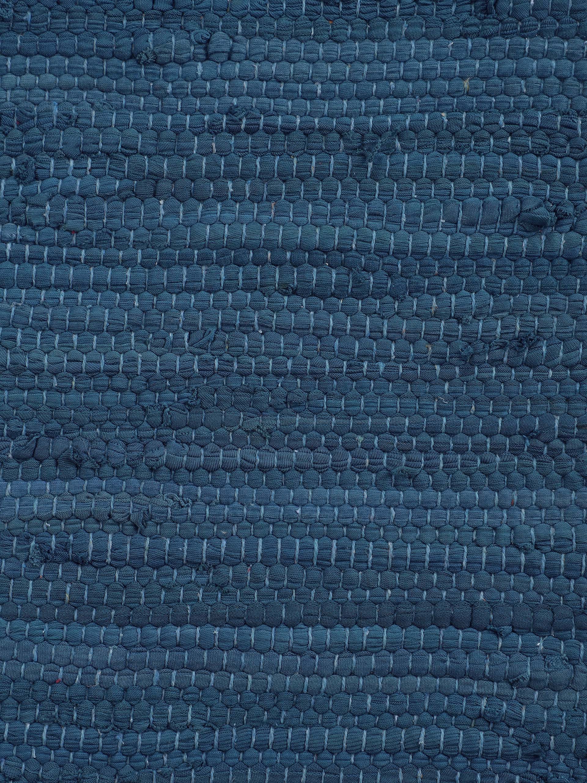 Kelim Chindi Uni Läufer Blau in blau aus baumwolle