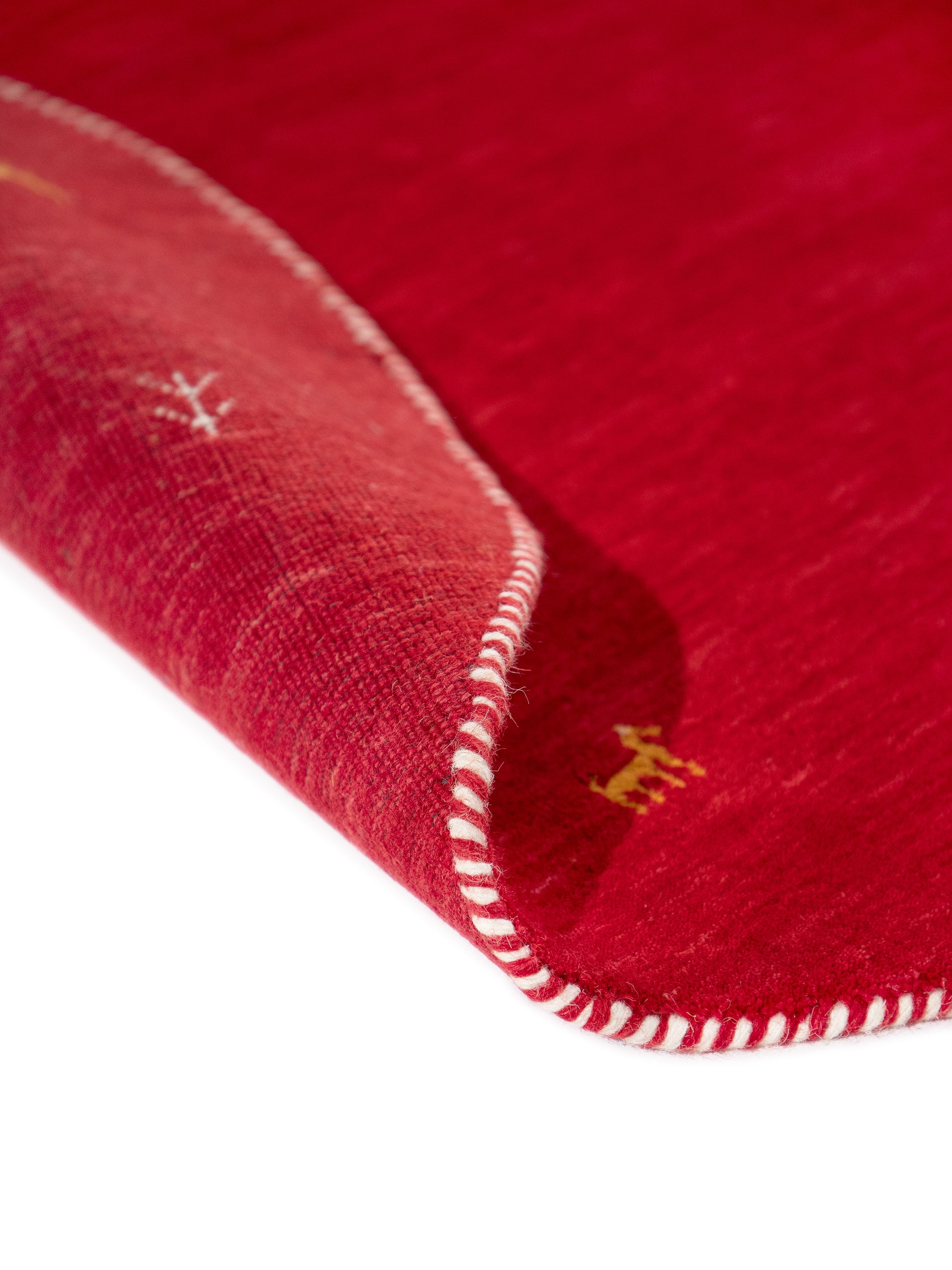 Wollteppich Gabbeh Uni Rund Rot aus Wolle