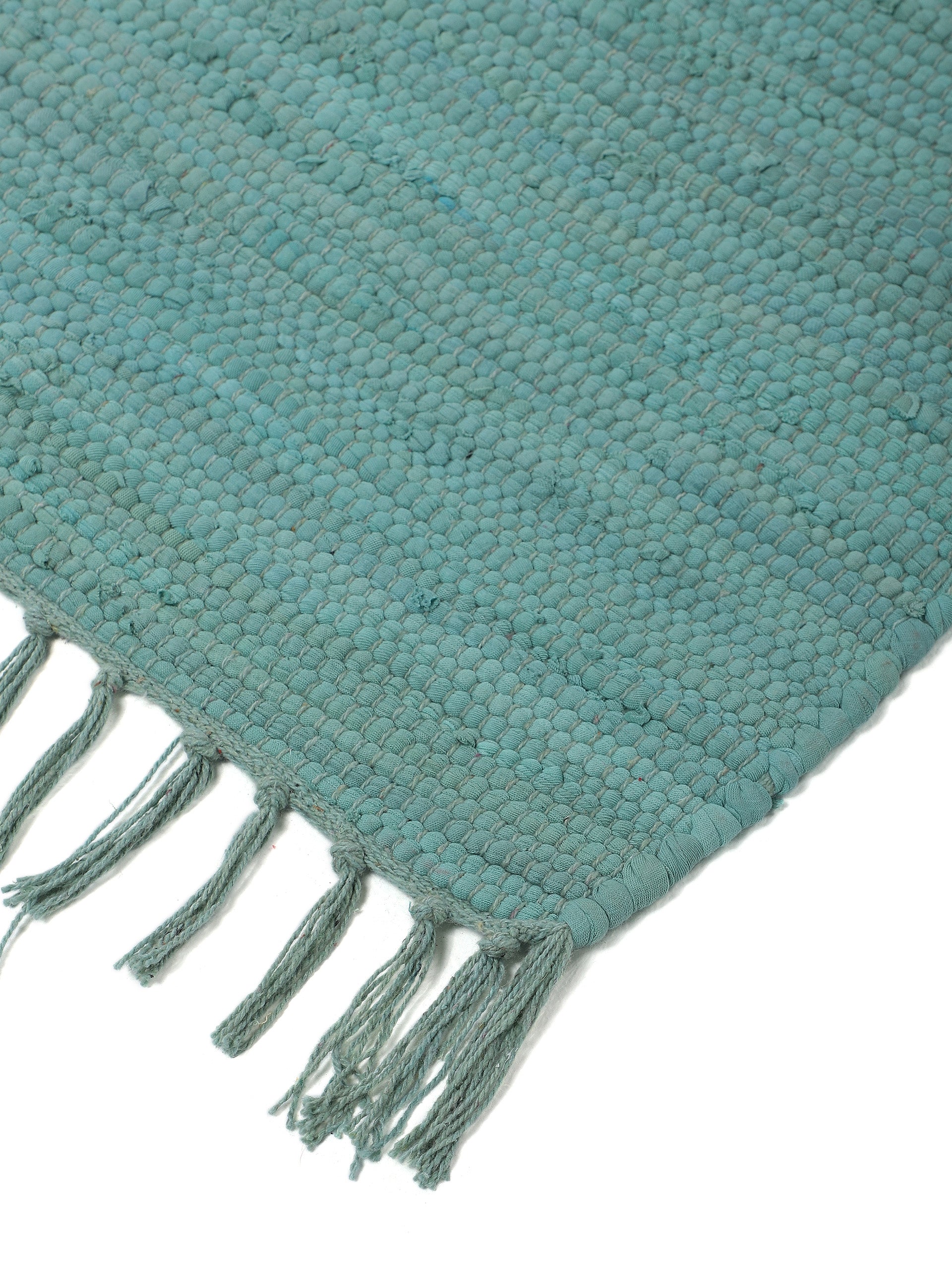 Kelim Chindi Uni Läufer Türkis in türkis aus baumwolle