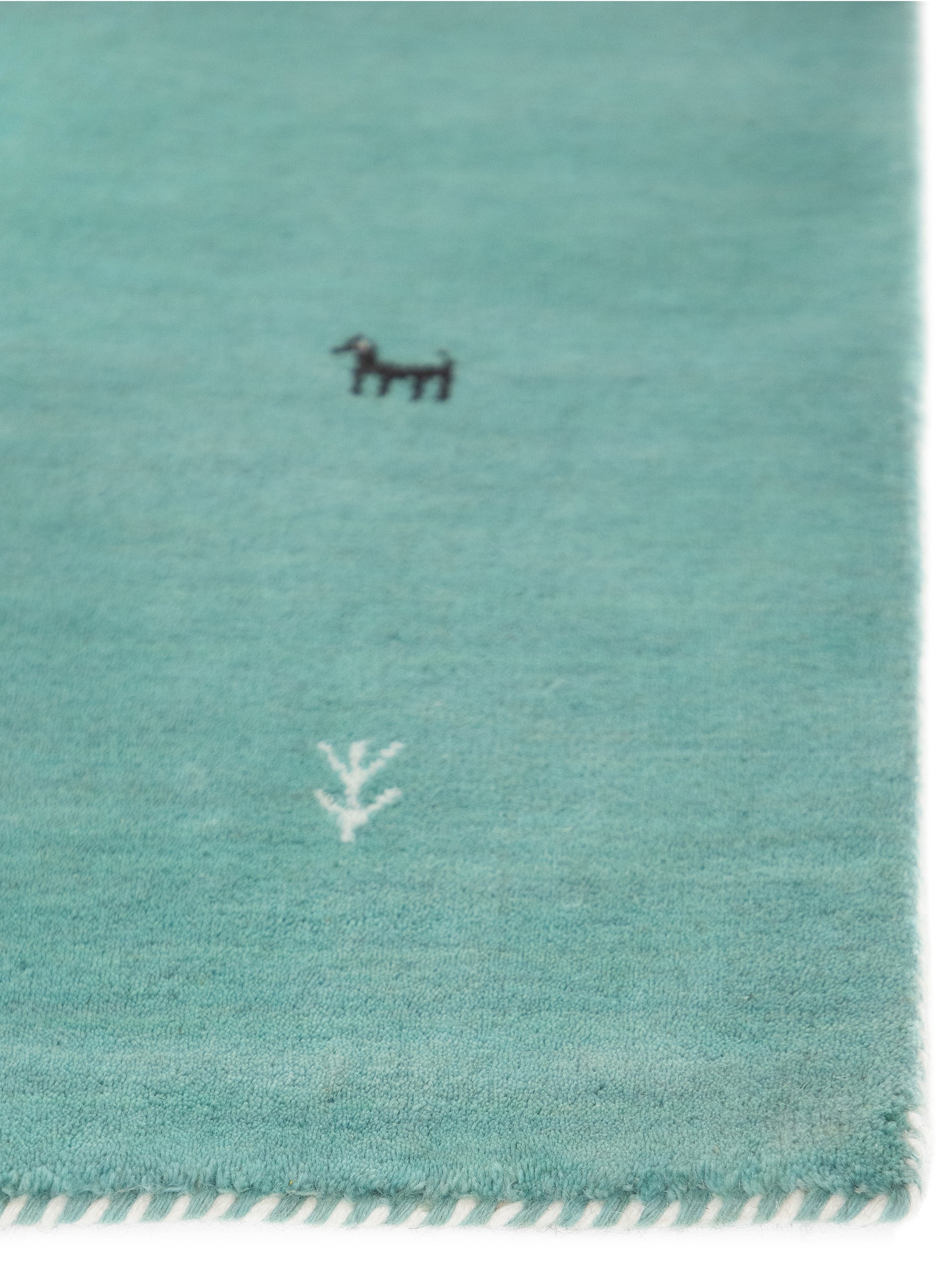 Wollteppich Gabbeh Uni Türkis aus Wolle