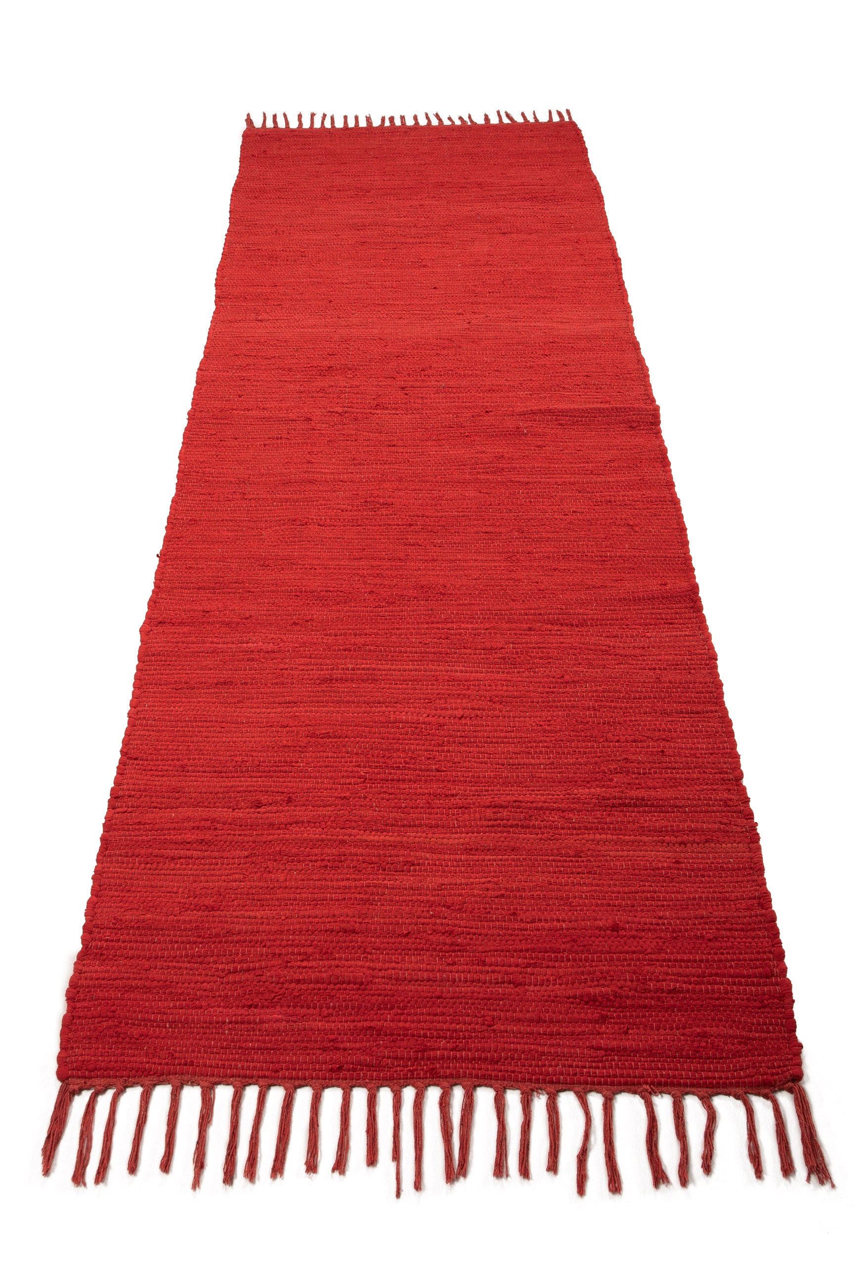 Kelim Chindi Uni Läufer Rot in rot aus baumwolle