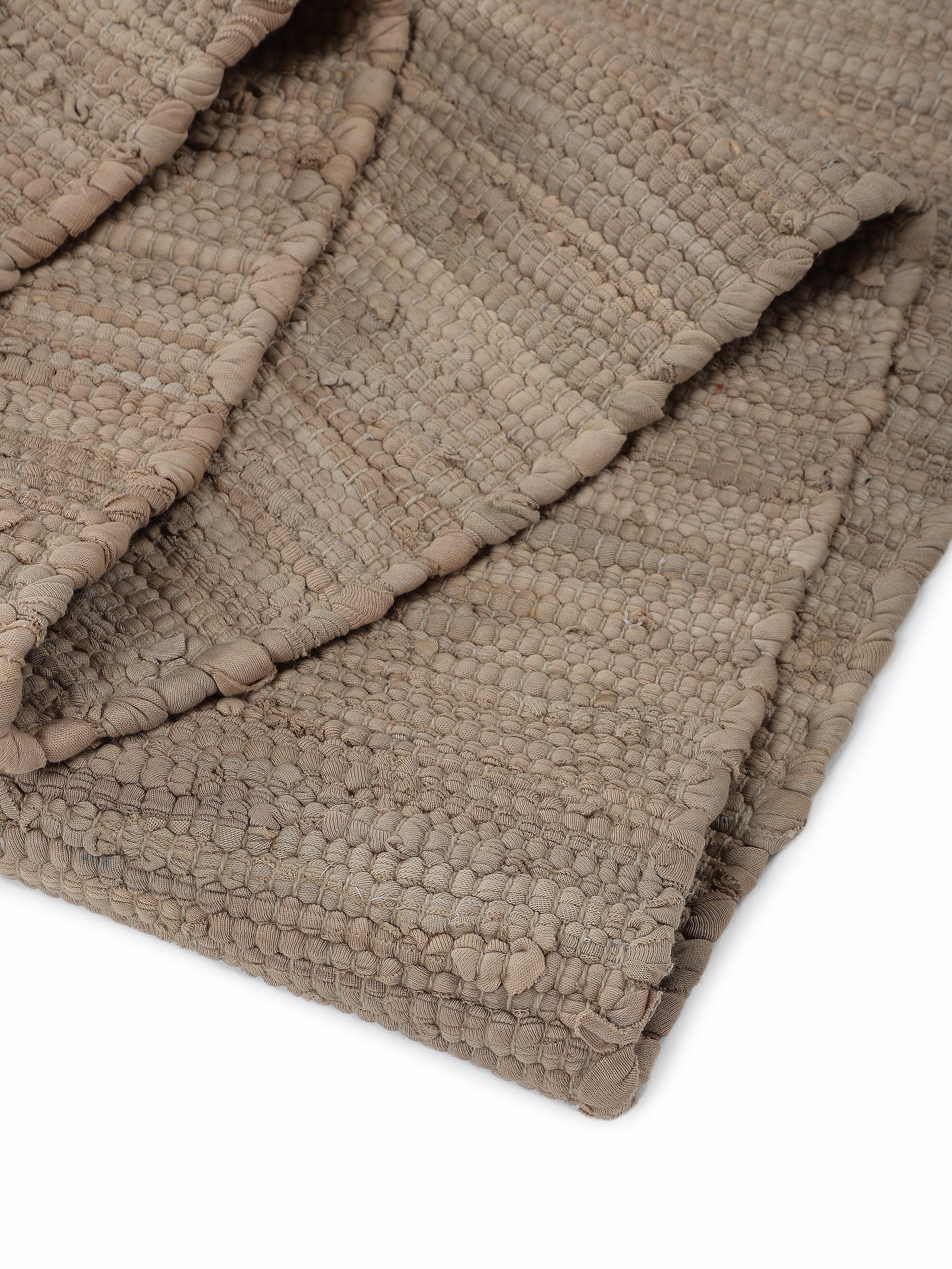 Kelim Chindi Uni Läufer Taupe in taupe aus baumwolle