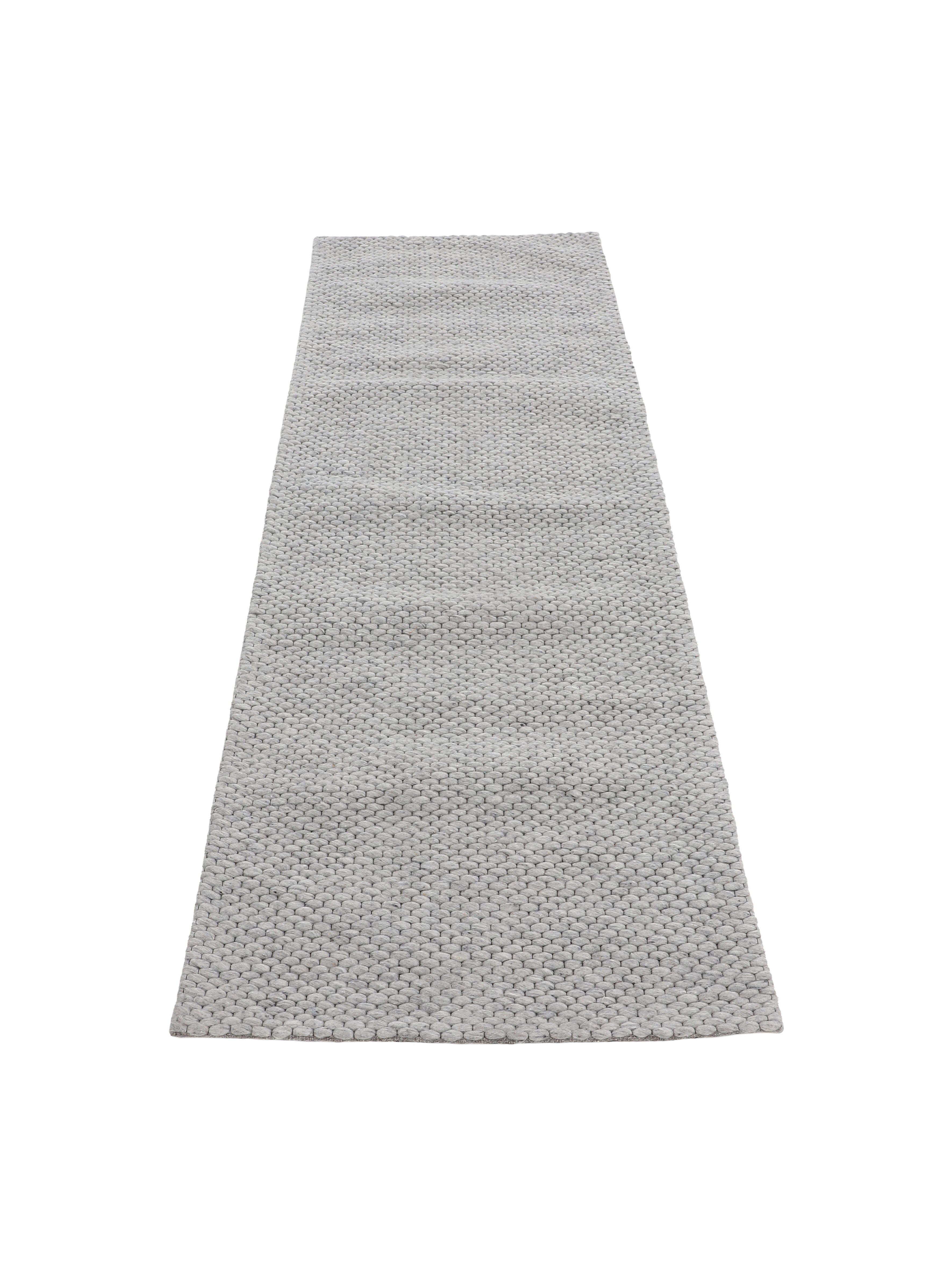 Wollteppich Sina Läufer Grau in grau aus wolle