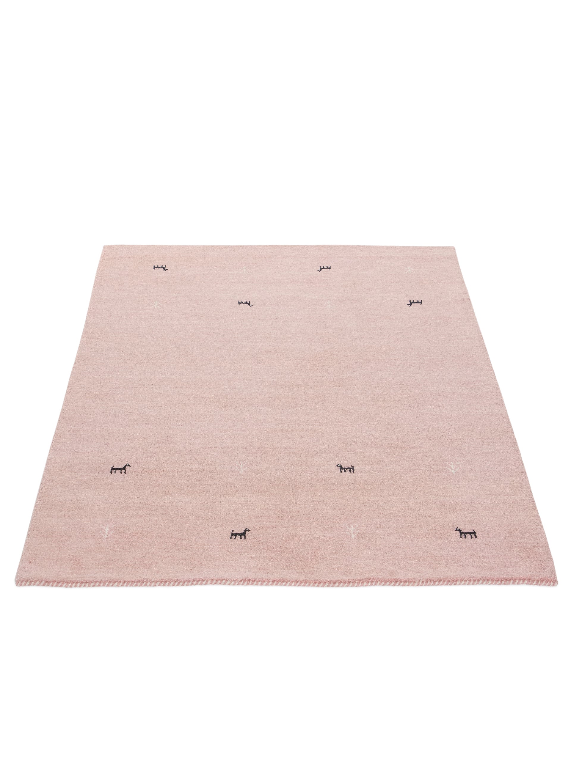 Wollteppich Gabbeh Uni Rosa in rosa aus wolle