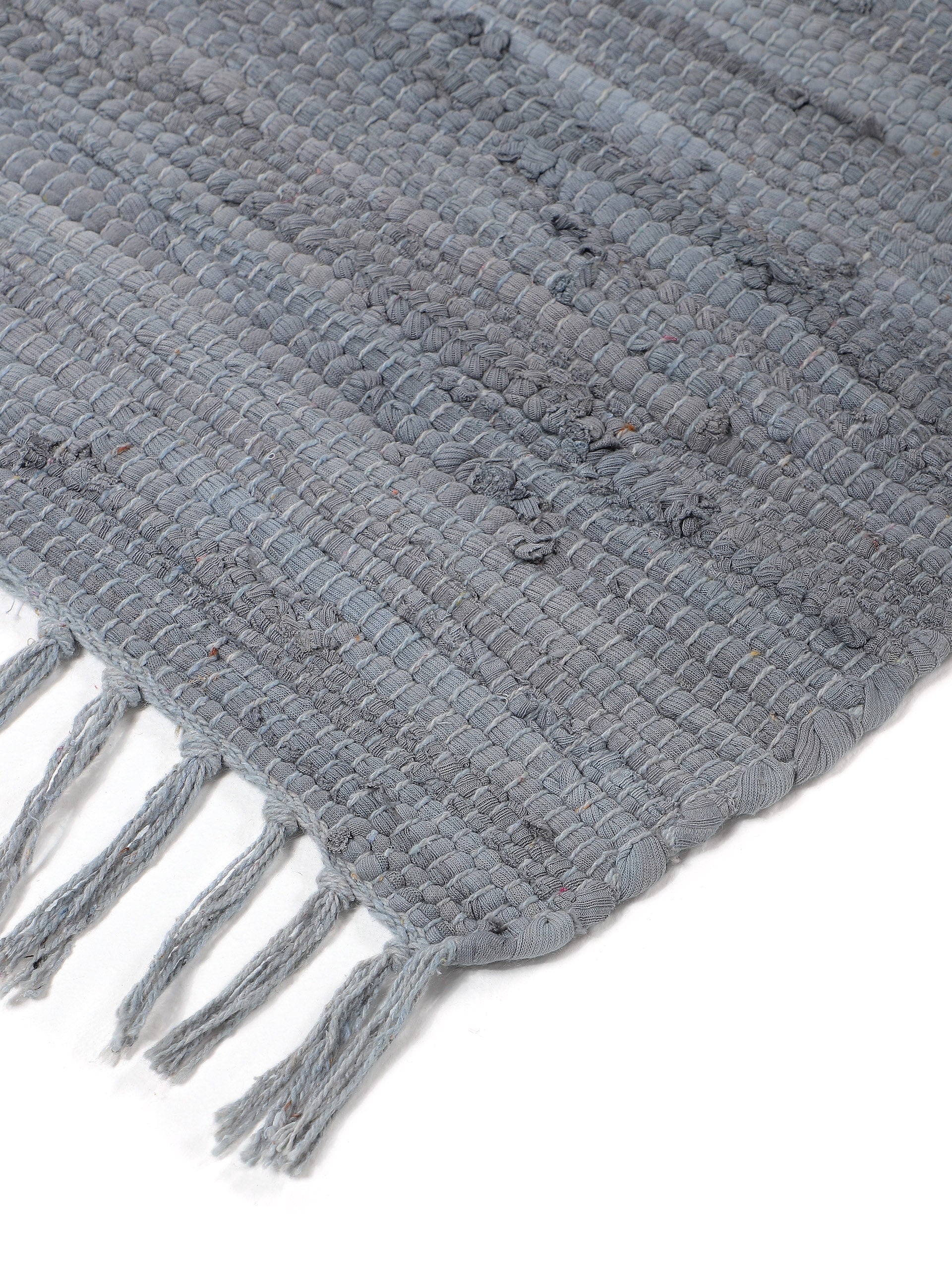 Kelim Chindi Uni Läufer Hellgrau in hellgrau aus baumwolle