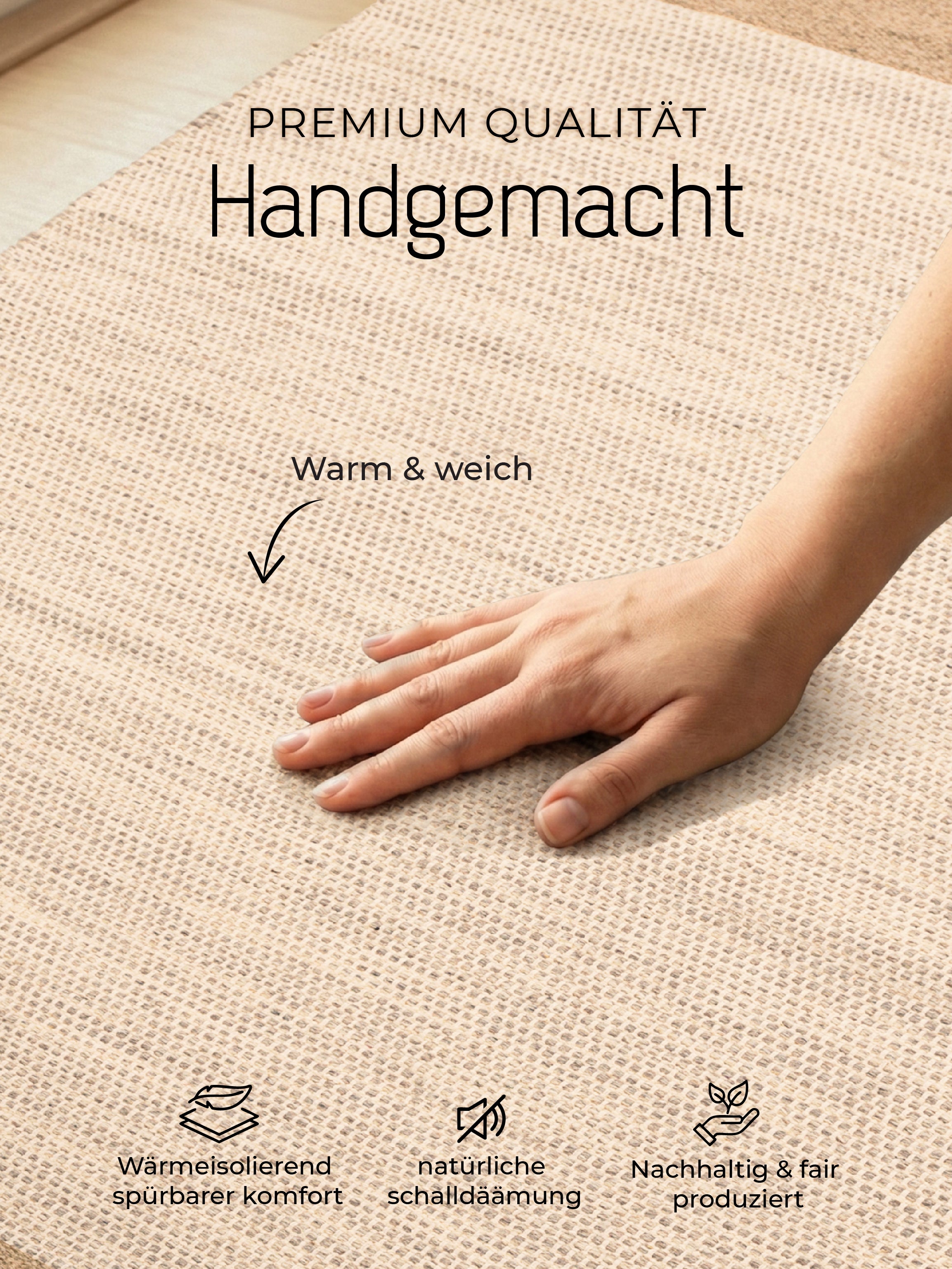 Wollteppich Lui Läufer Taupe