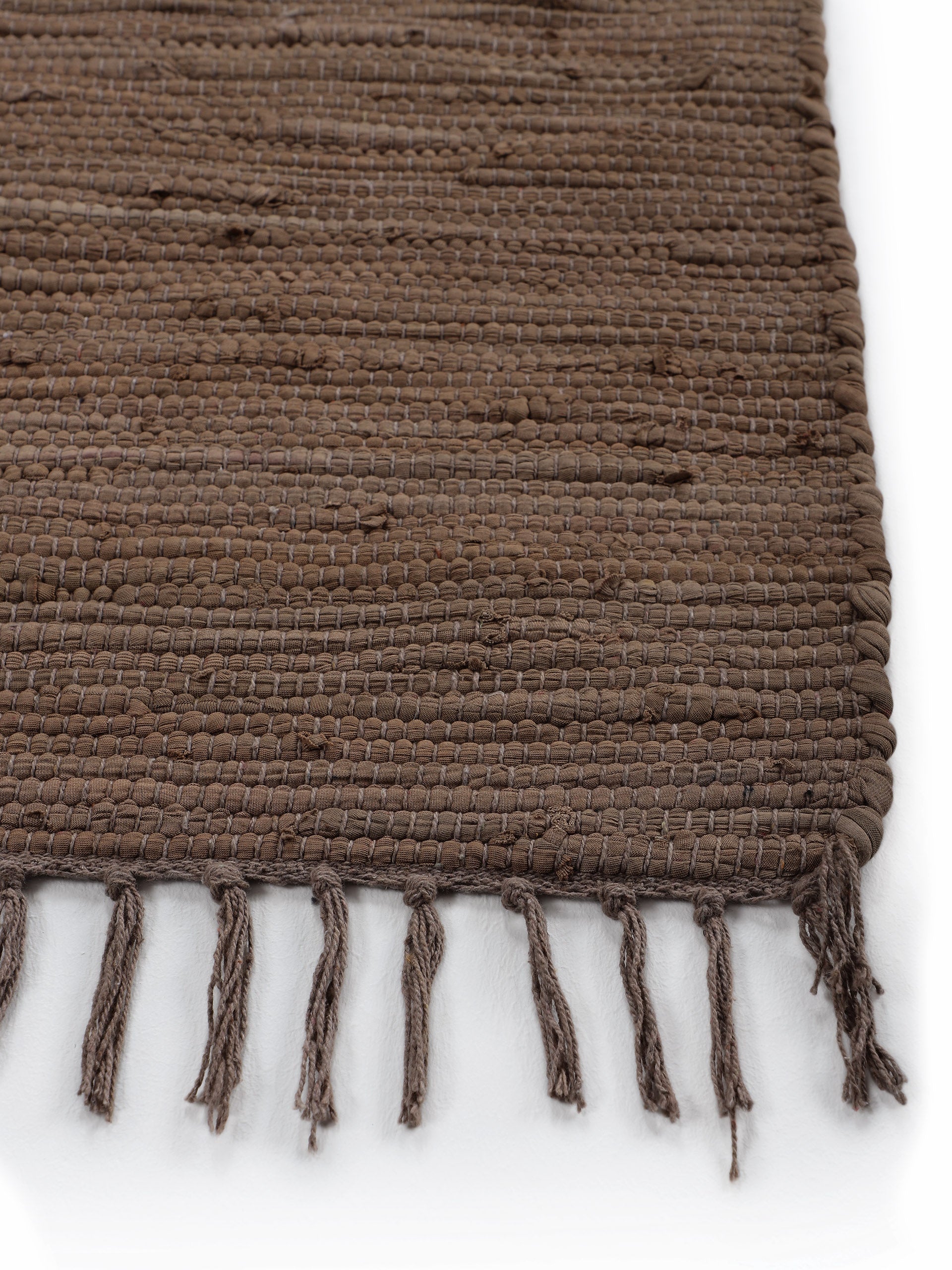 Kelim Chindi Uni Läufer Braun in braun aus baumwolle