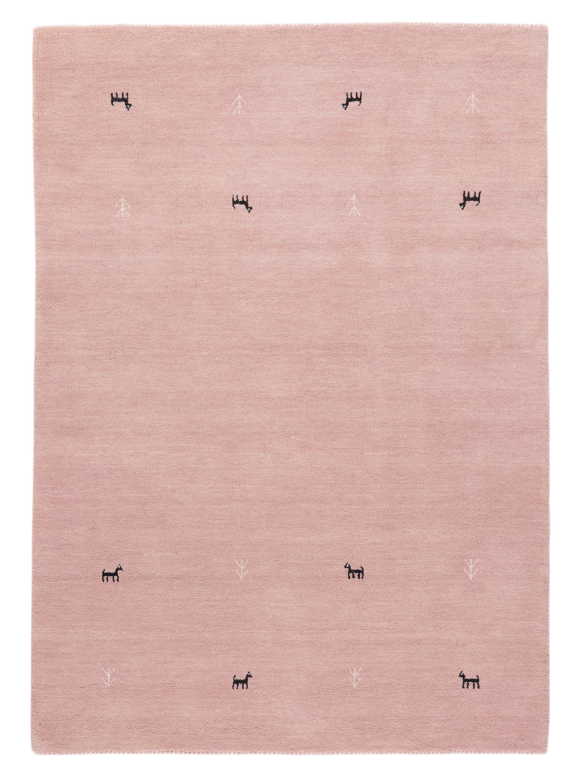 Wollteppich Gabbeh Uni Rosa in rosa aus wolle