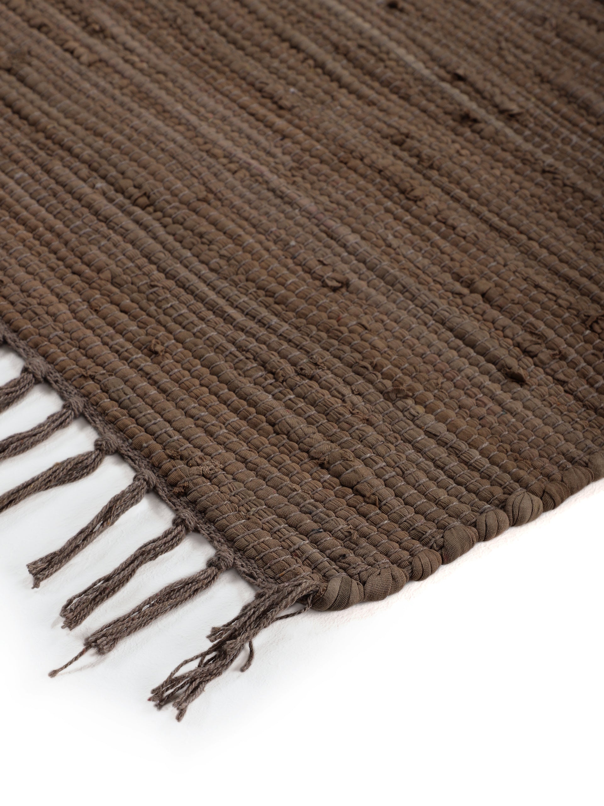 Kelim Chindi Uni Braun in braun aus baumwolle