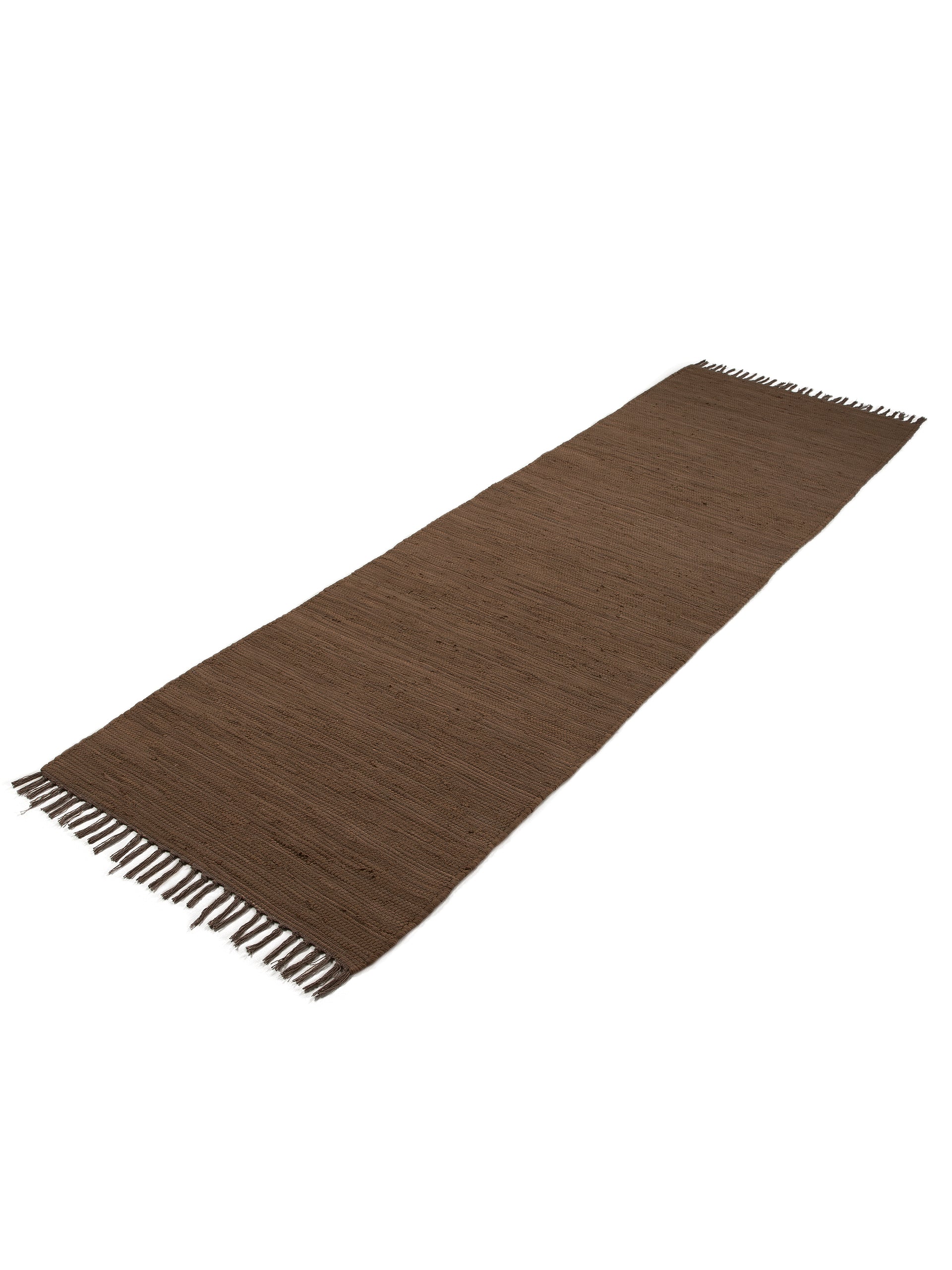 Kelim Chindi Uni Läufer Braun in braun aus baumwolle