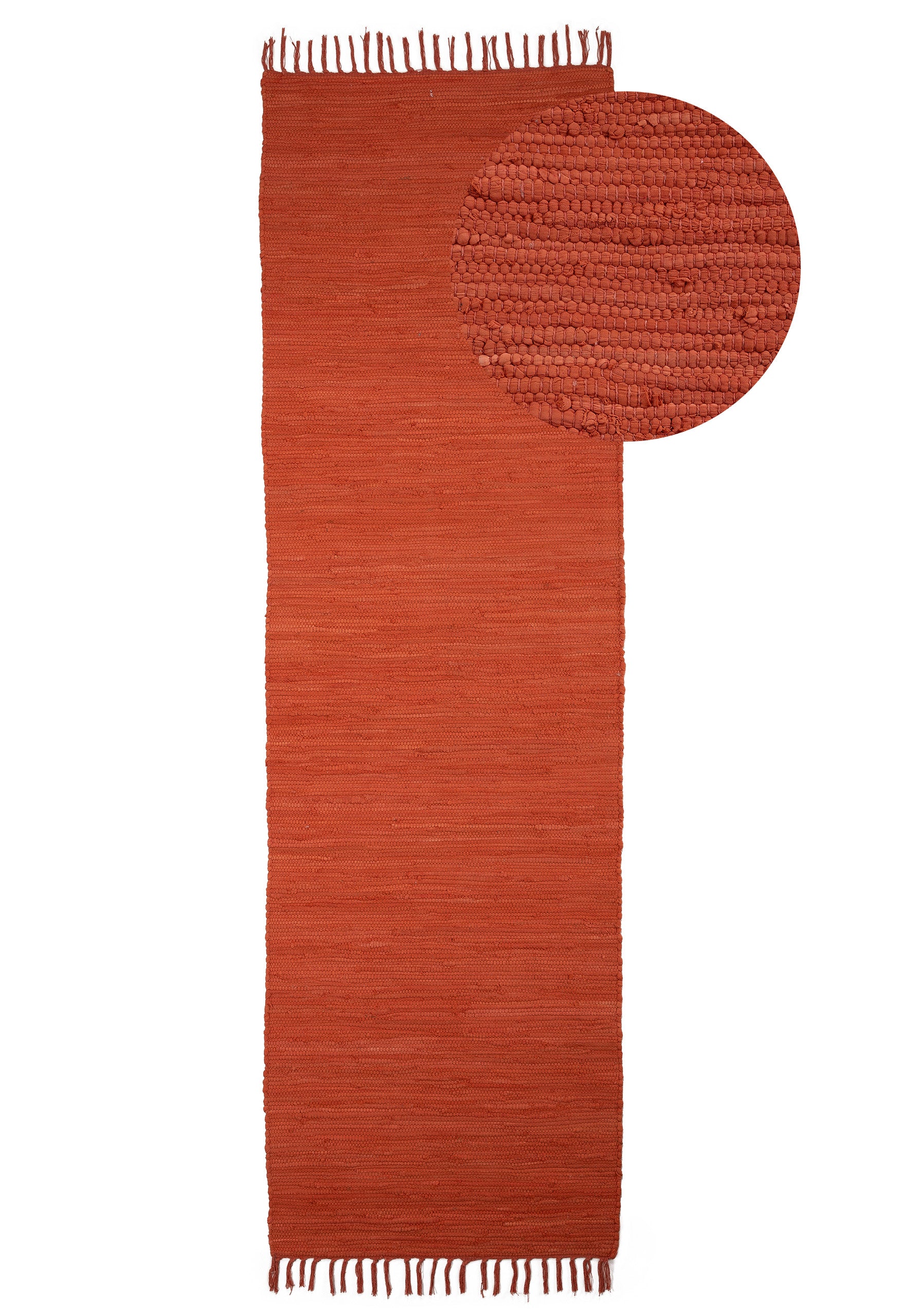 Kelim Chindi Uni Läufer Orange in orange aus baumwolle