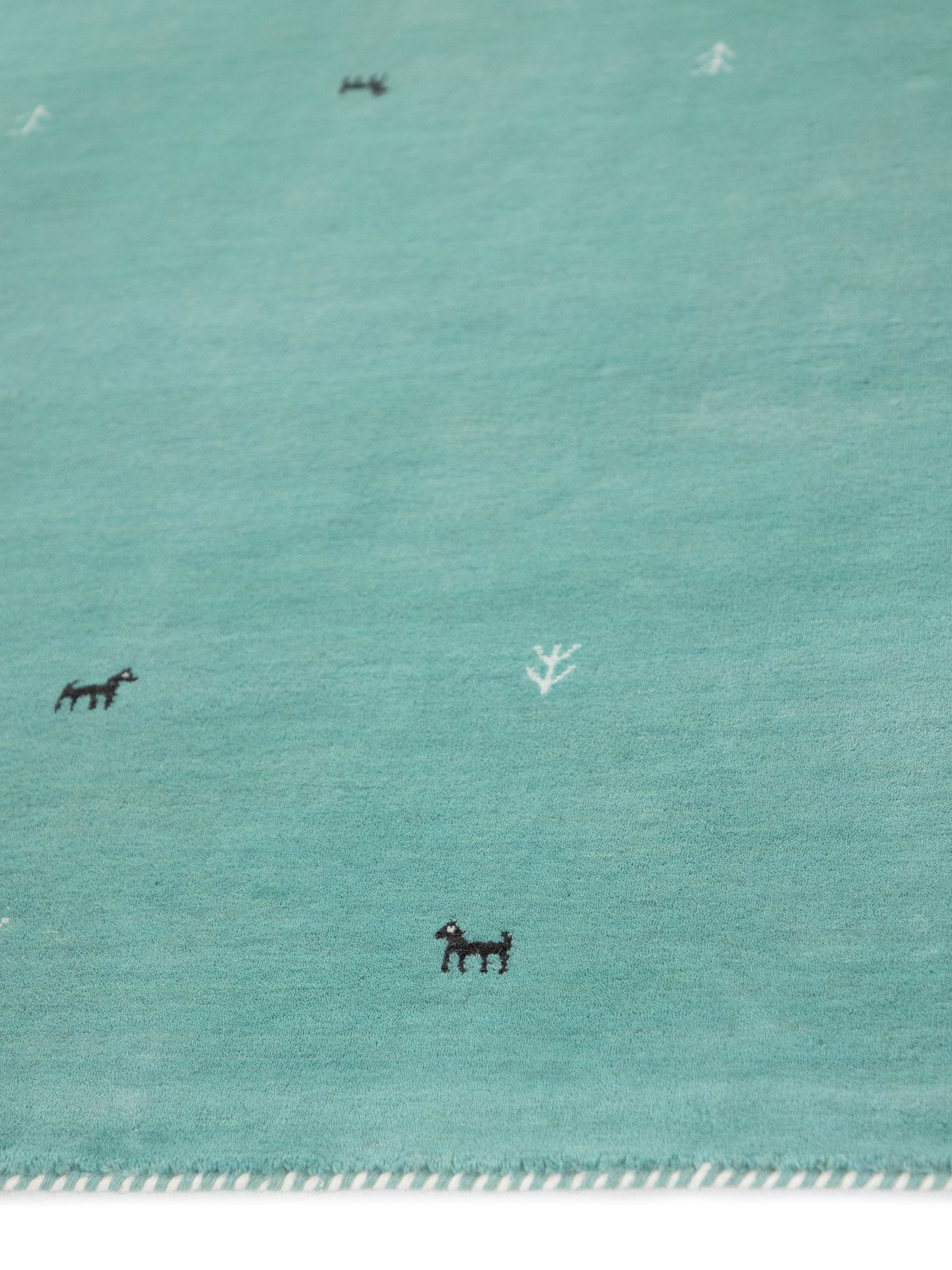 Wollteppich Gabbeh Uni Türkis aus Wolle