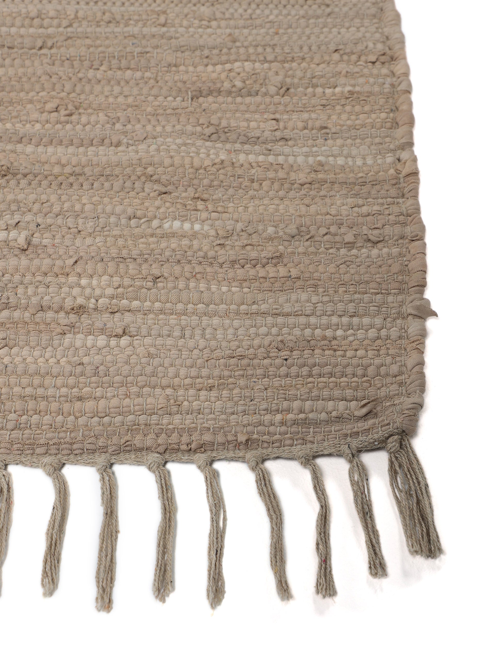 Kelim Chindi Uni Läufer Taupe in taupe aus baumwolle