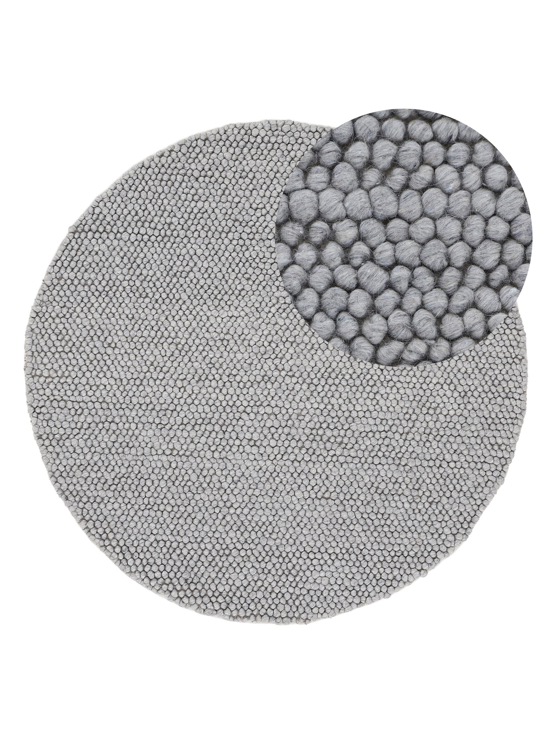 Wollteppich Calo Rund Hellgrau in hellgrau aus wolle