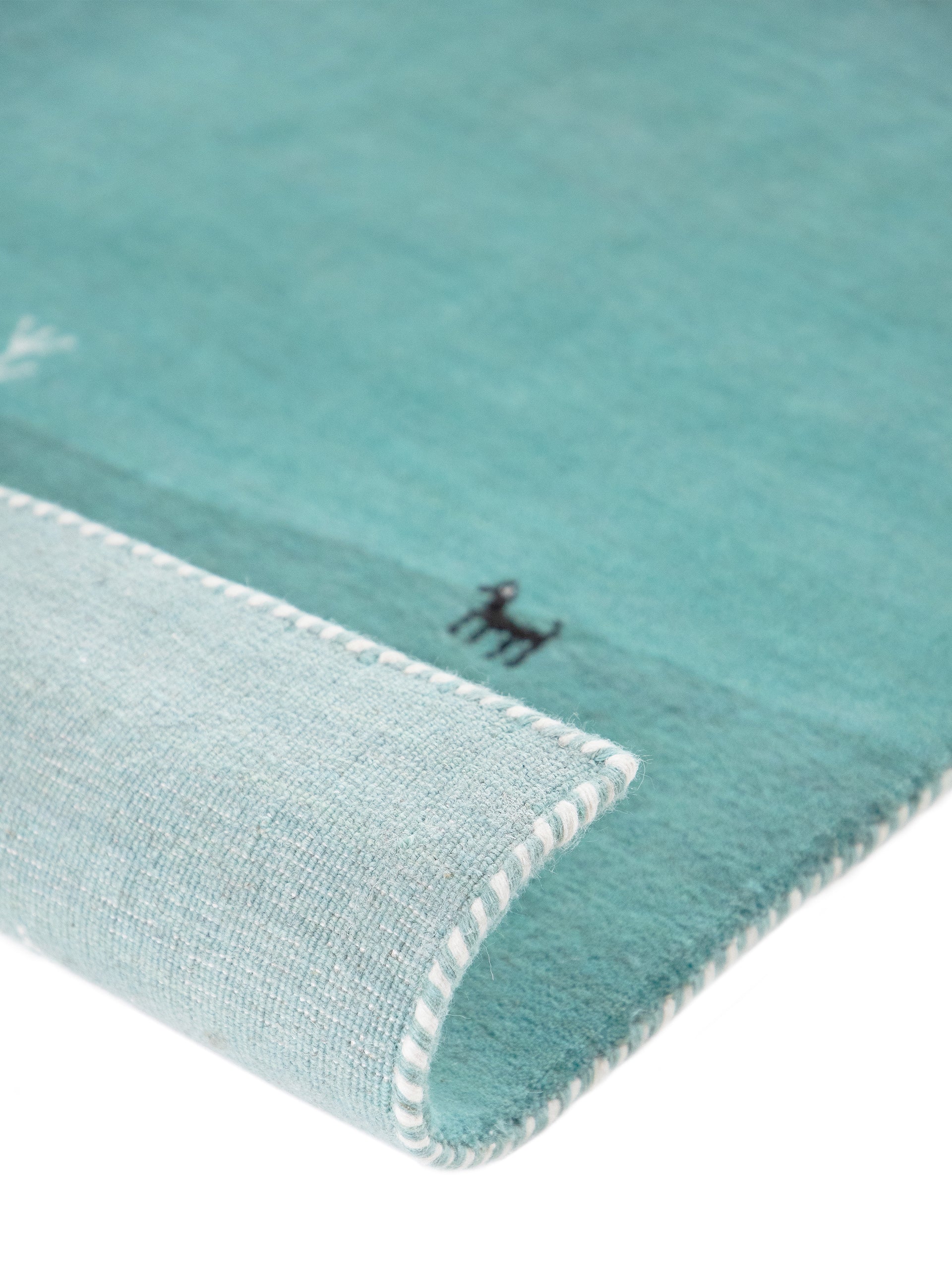 Wollteppich Gabbeh Uni Türkis aus Wolle