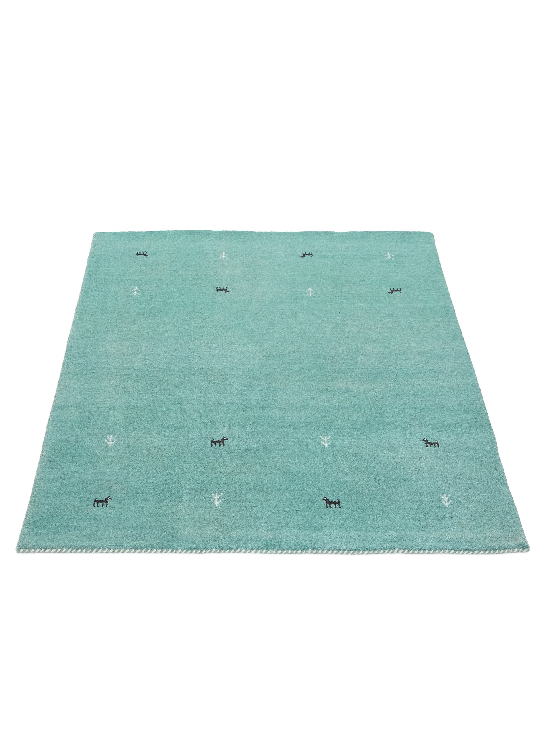 Wollteppich Gabbeh Uni Türkis aus Wolle