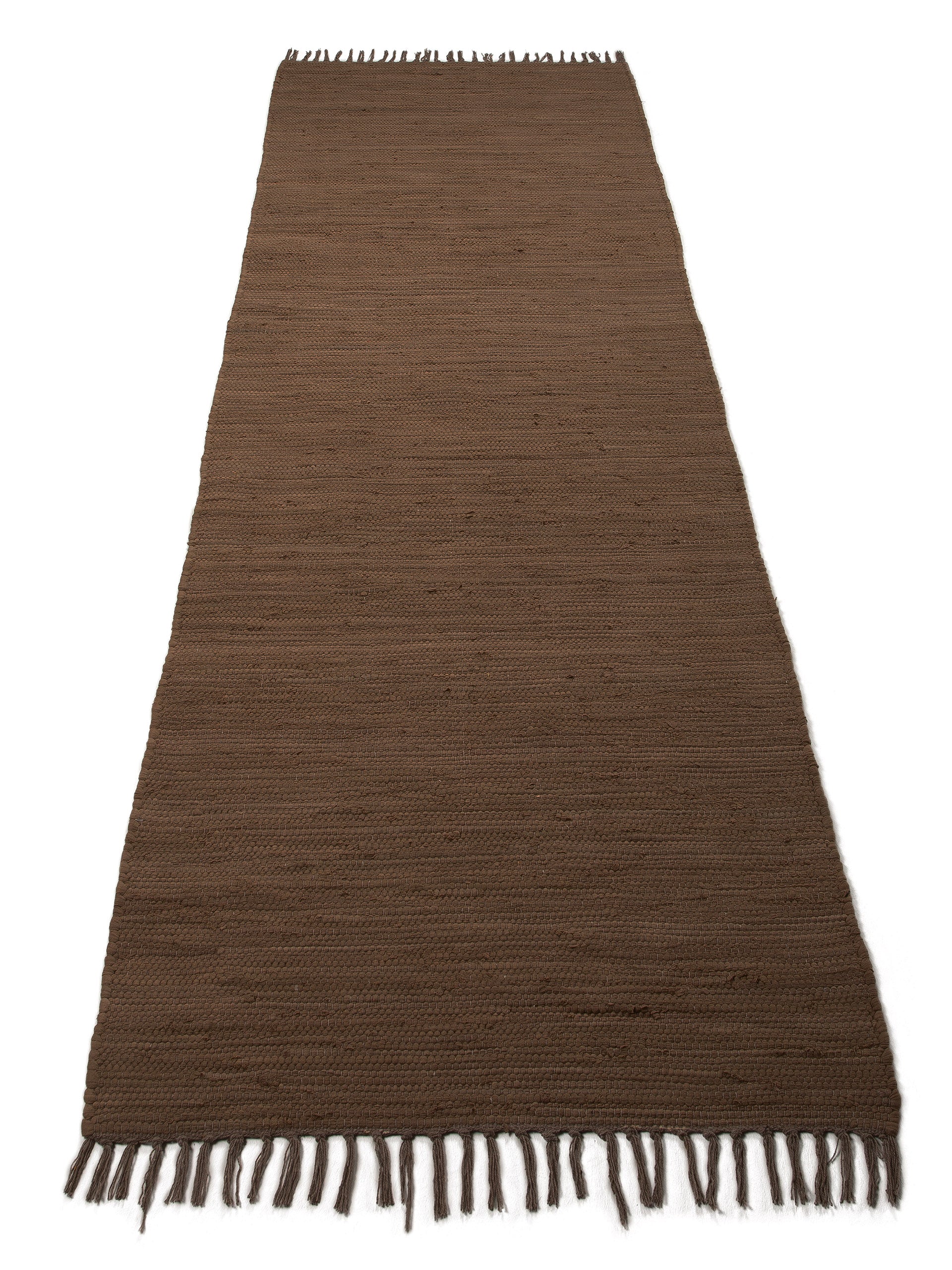 Kelim Chindi Uni Läufer Braun in braun aus baumwolle