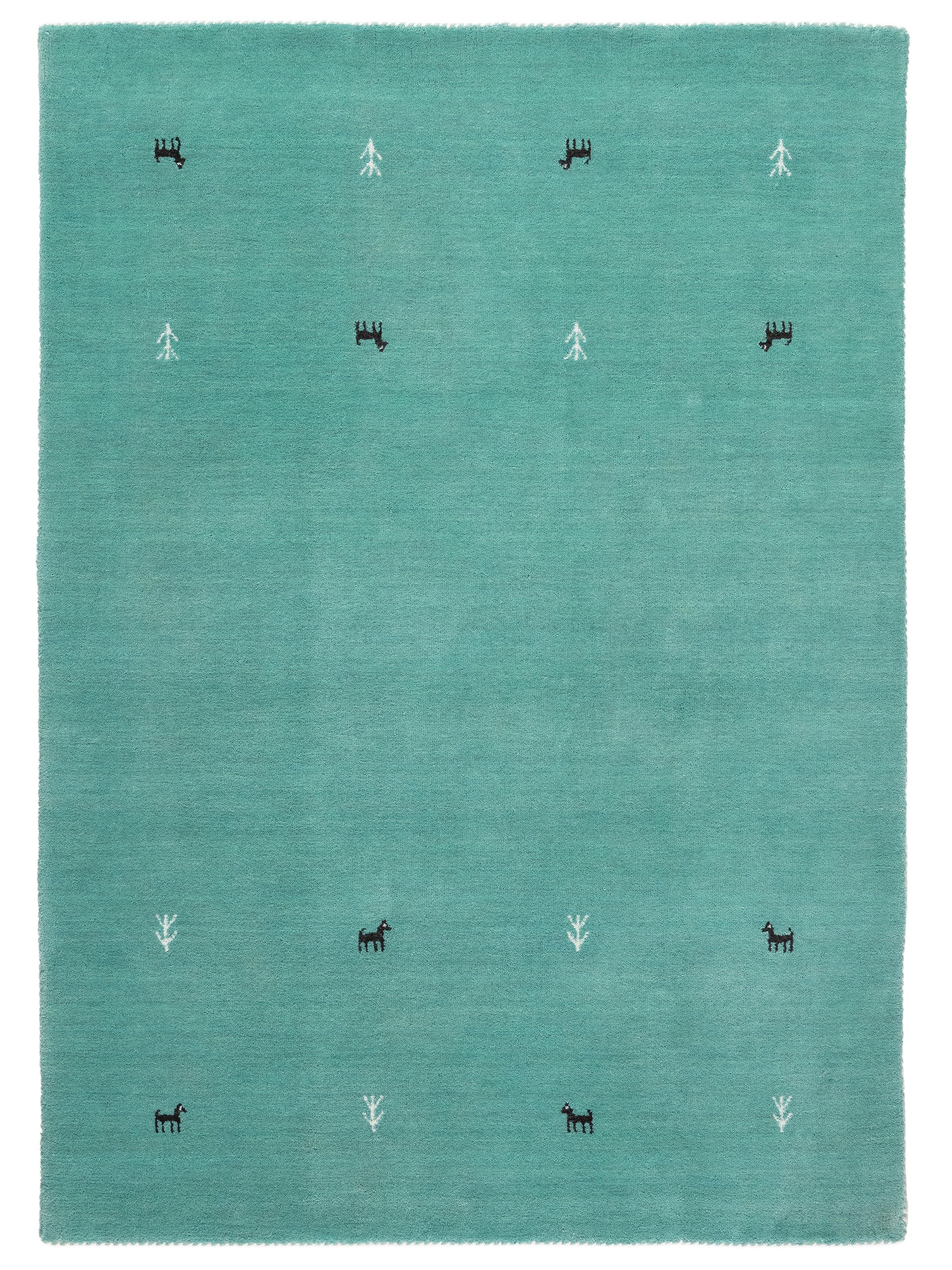 Wollteppich Gabbeh Uni Türkis aus Wolle