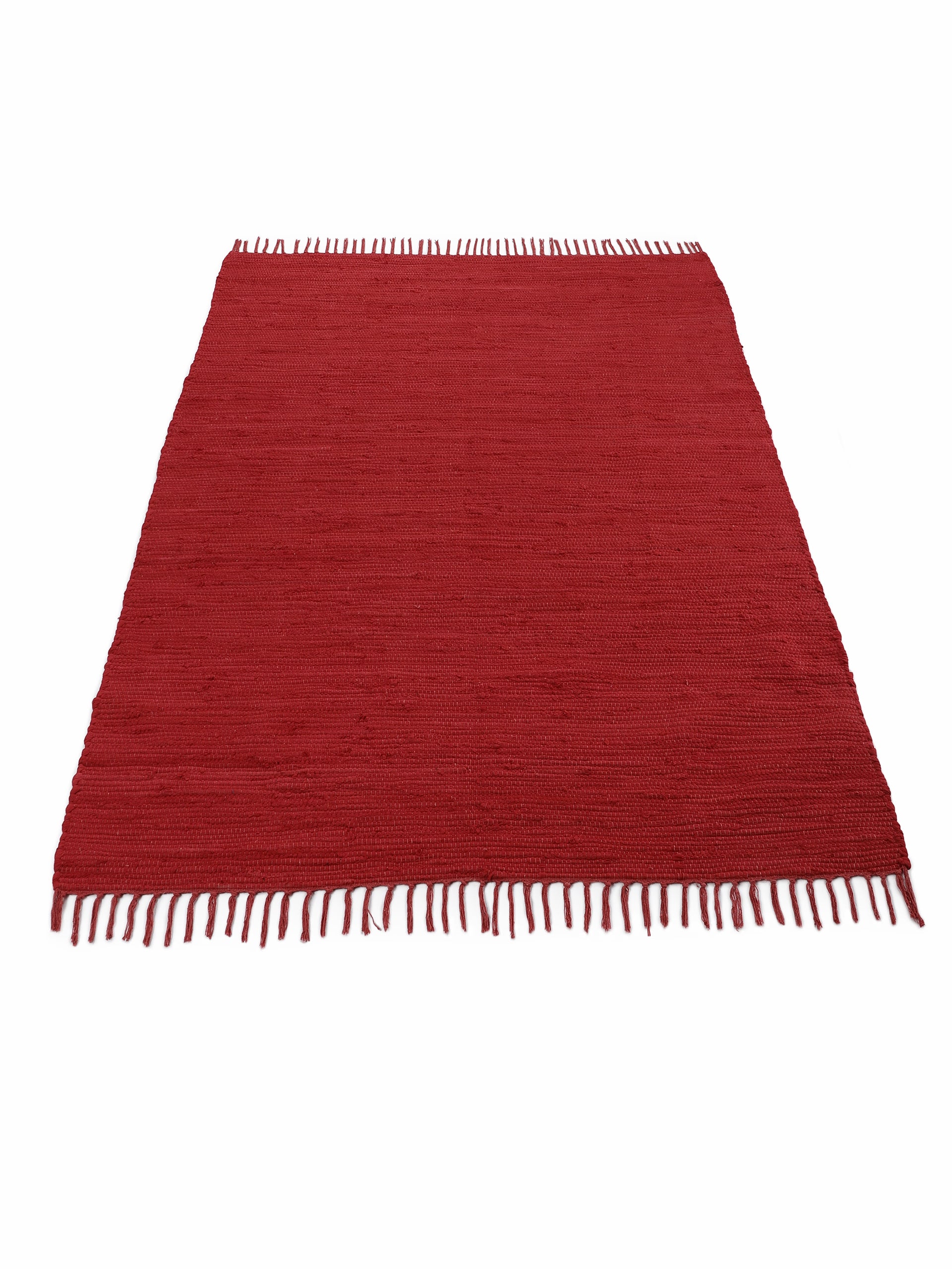 Kelim Chindi Uni Rot in rot aus baumwolle