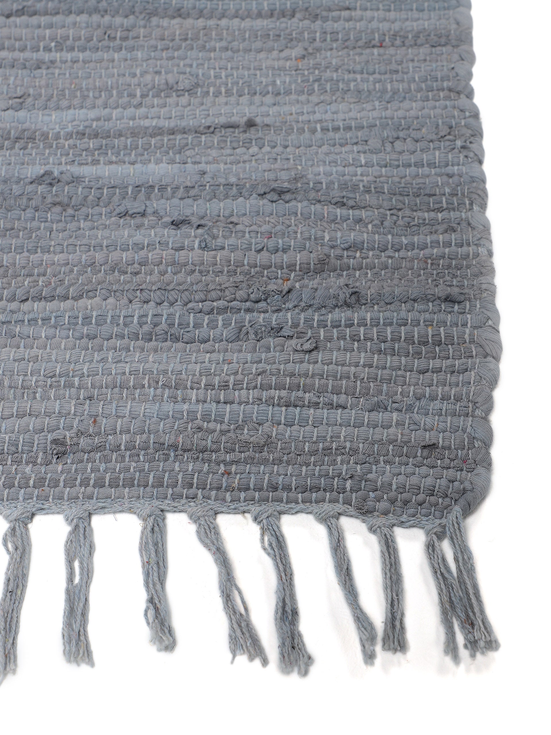 Kelim Chindi Uni Läufer Hellgrau in hellgrau aus baumwolle