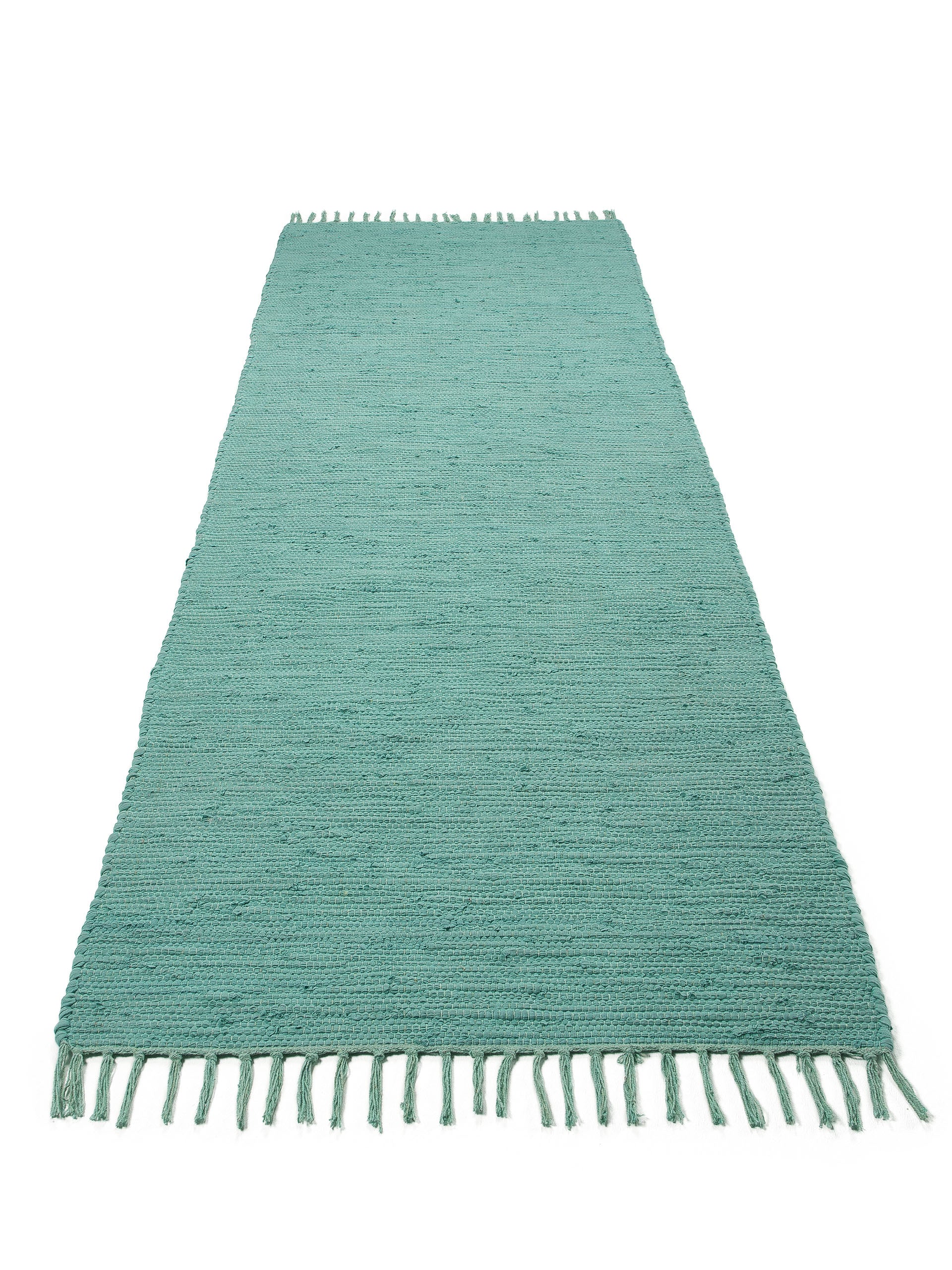 Kelim Chindi Uni Läufer Türkis in türkis aus baumwolle