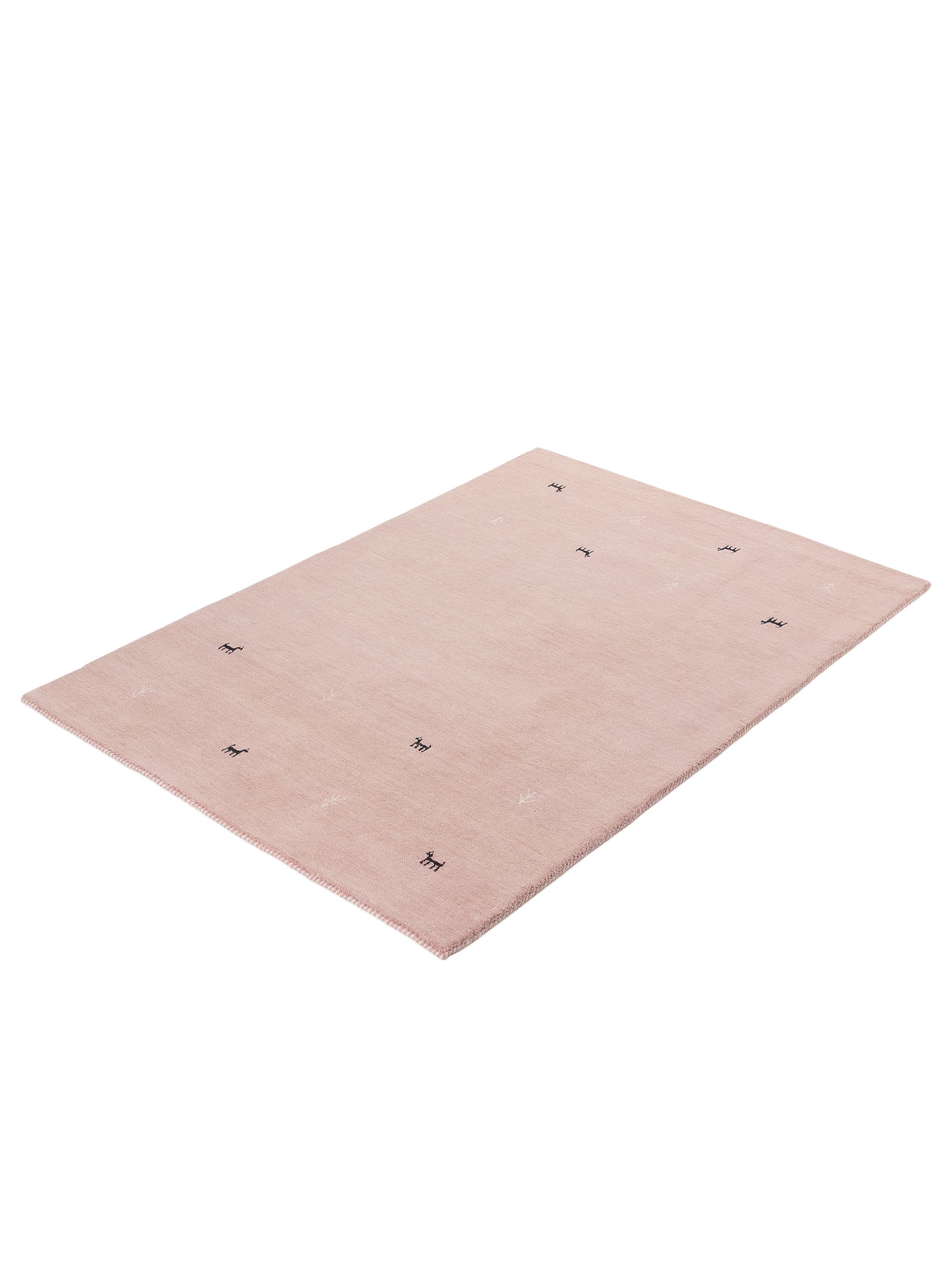 Wollteppich Gabbeh Uni Rosa in rosa aus wolle