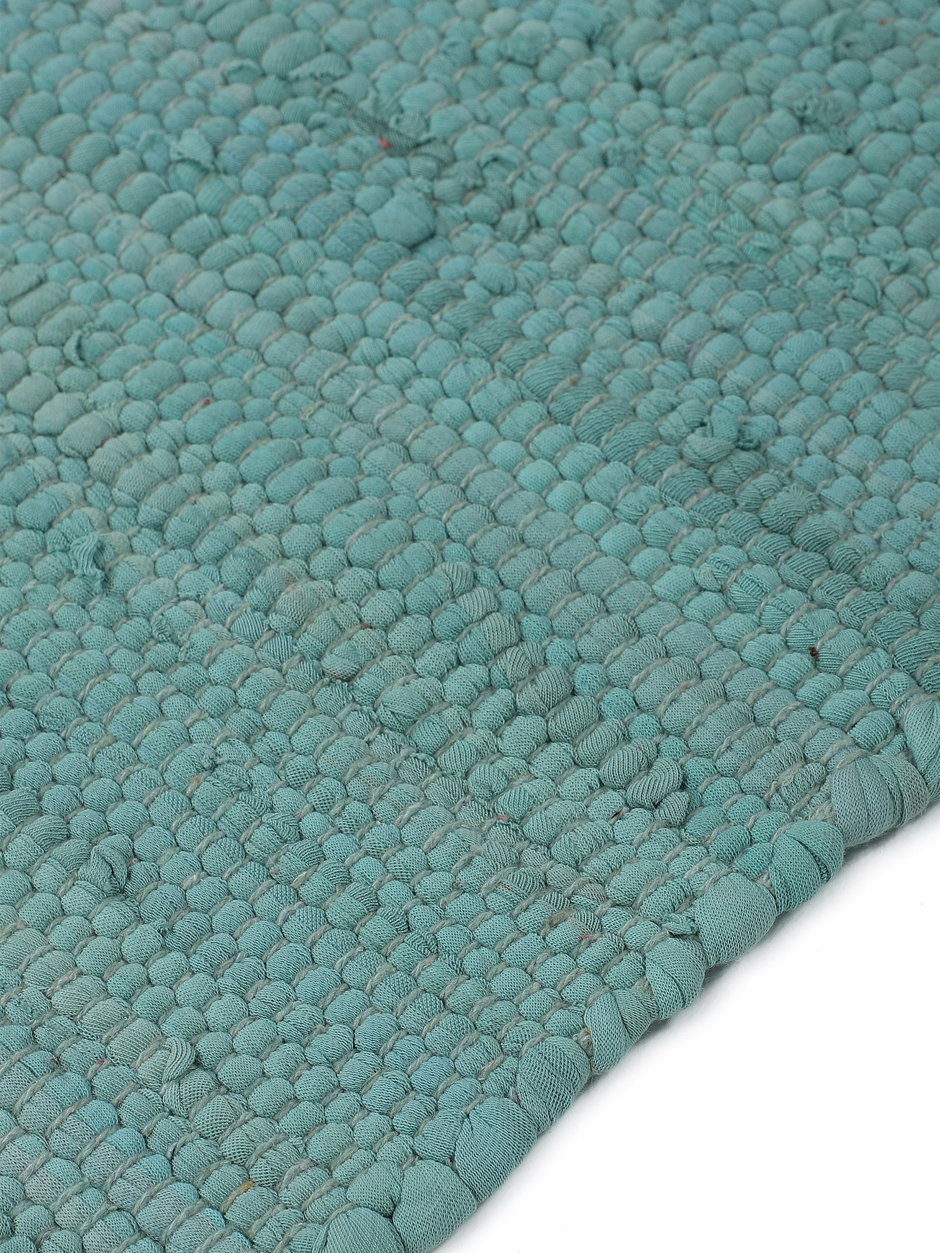 Kelim Chindi Uni Läufer Türkis in türkis aus baumwolle