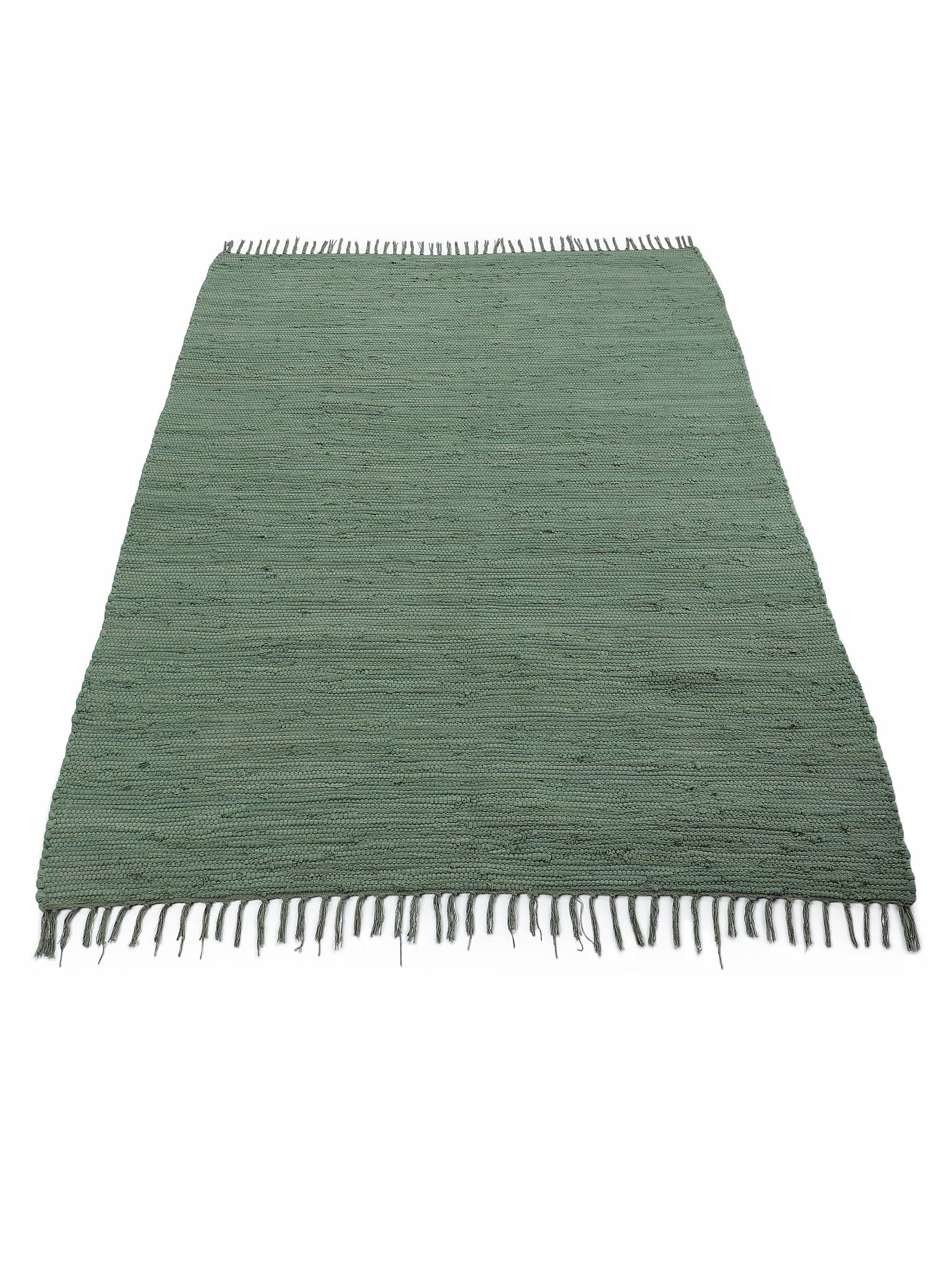 Kelim Chindi Uni Grün in grün aus baumwolle