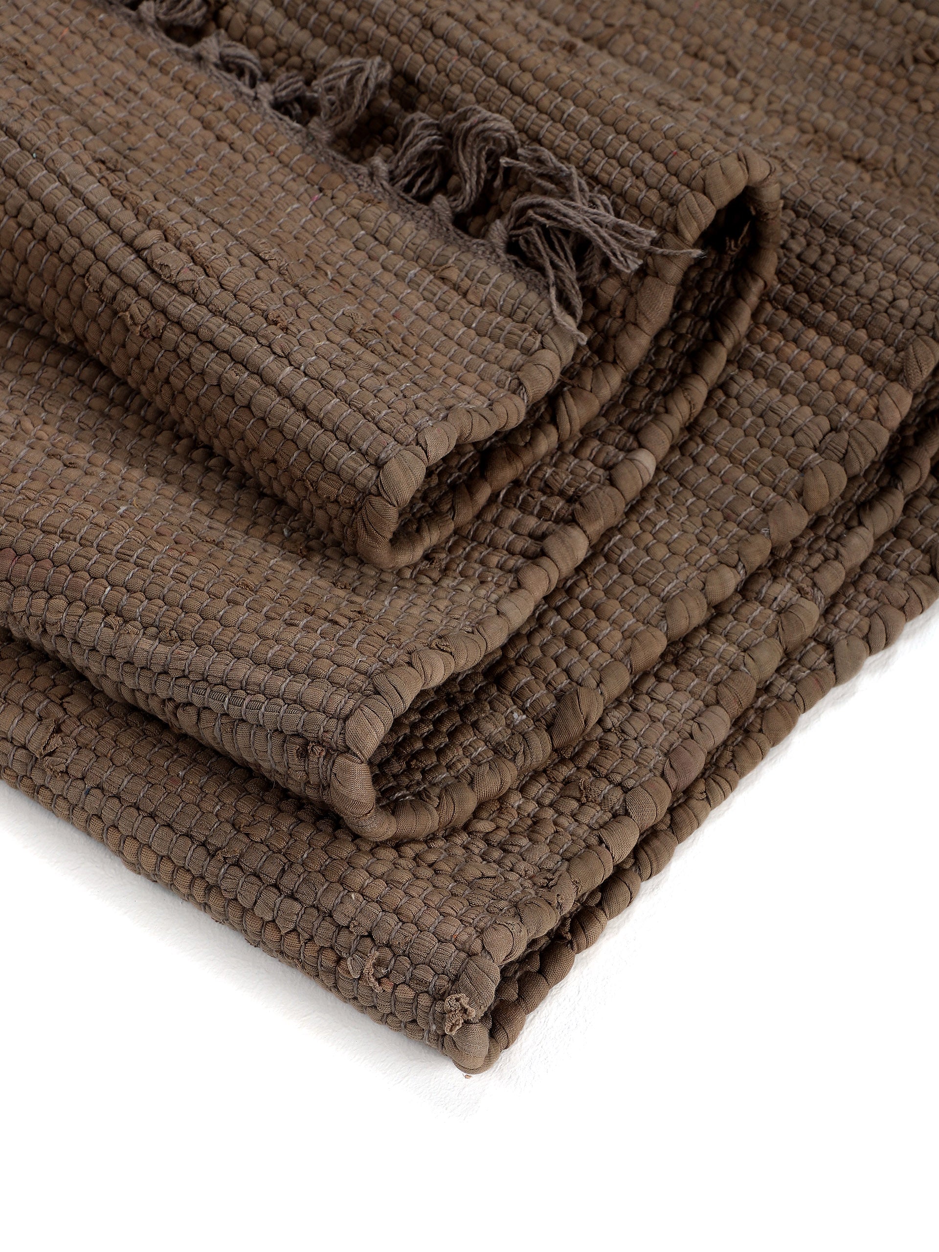 Kelim Chindi Uni Braun in braun aus baumwolle