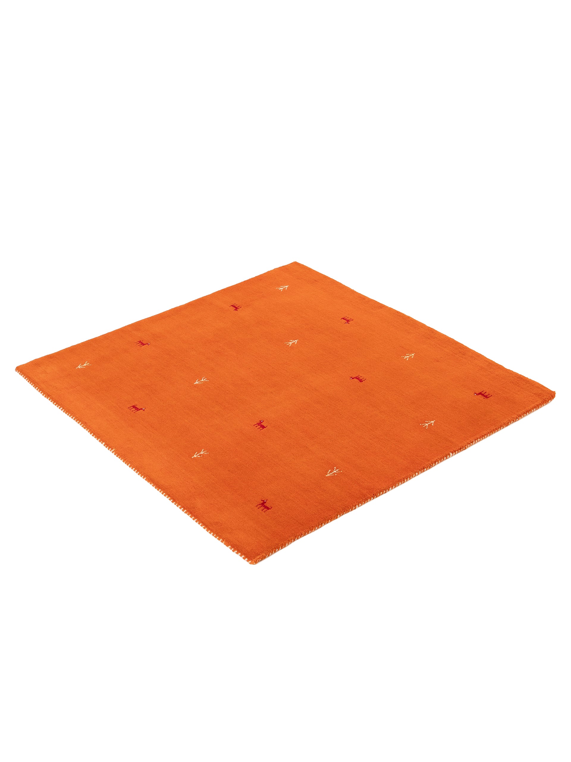 Wollteppich Gabbeh Uni Quadratisch Orange in orange aus wolle