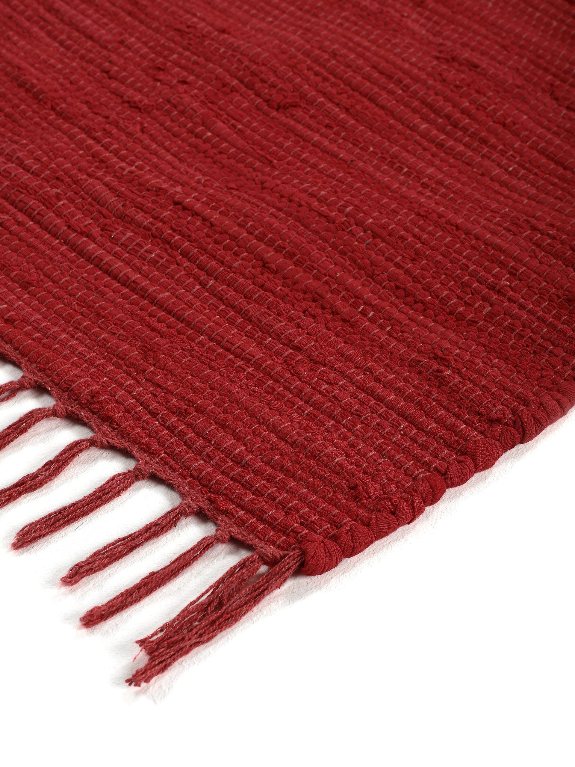 Kelim Chindi Uni Läufer Rot in rot aus baumwolle