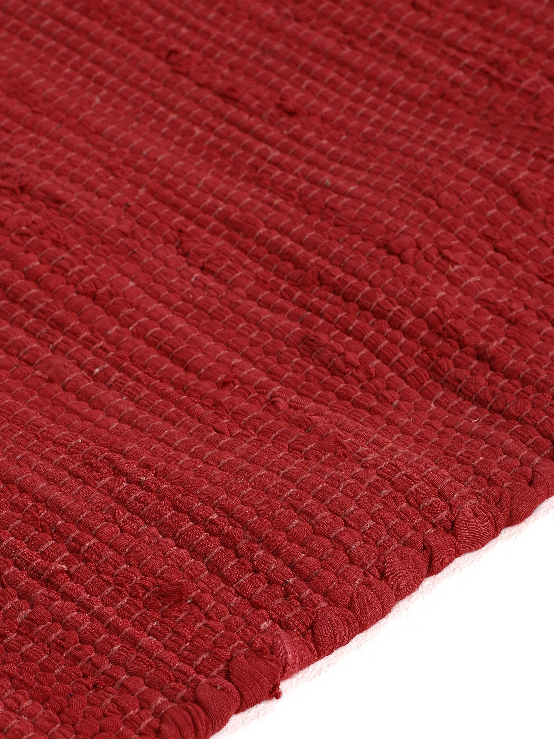 Kelim Chindi Uni Rot in rot aus baumwolle