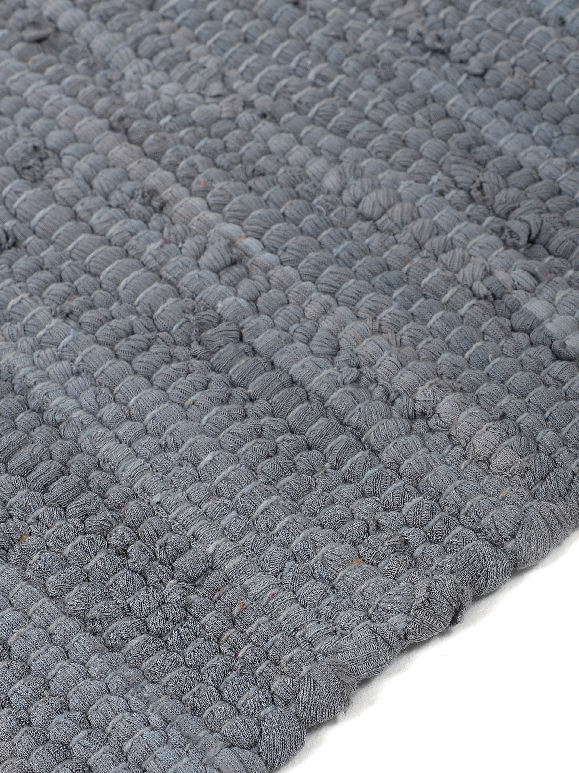 Kelim Chindi Uni Läufer Hellgrau in hellgrau aus baumwolle