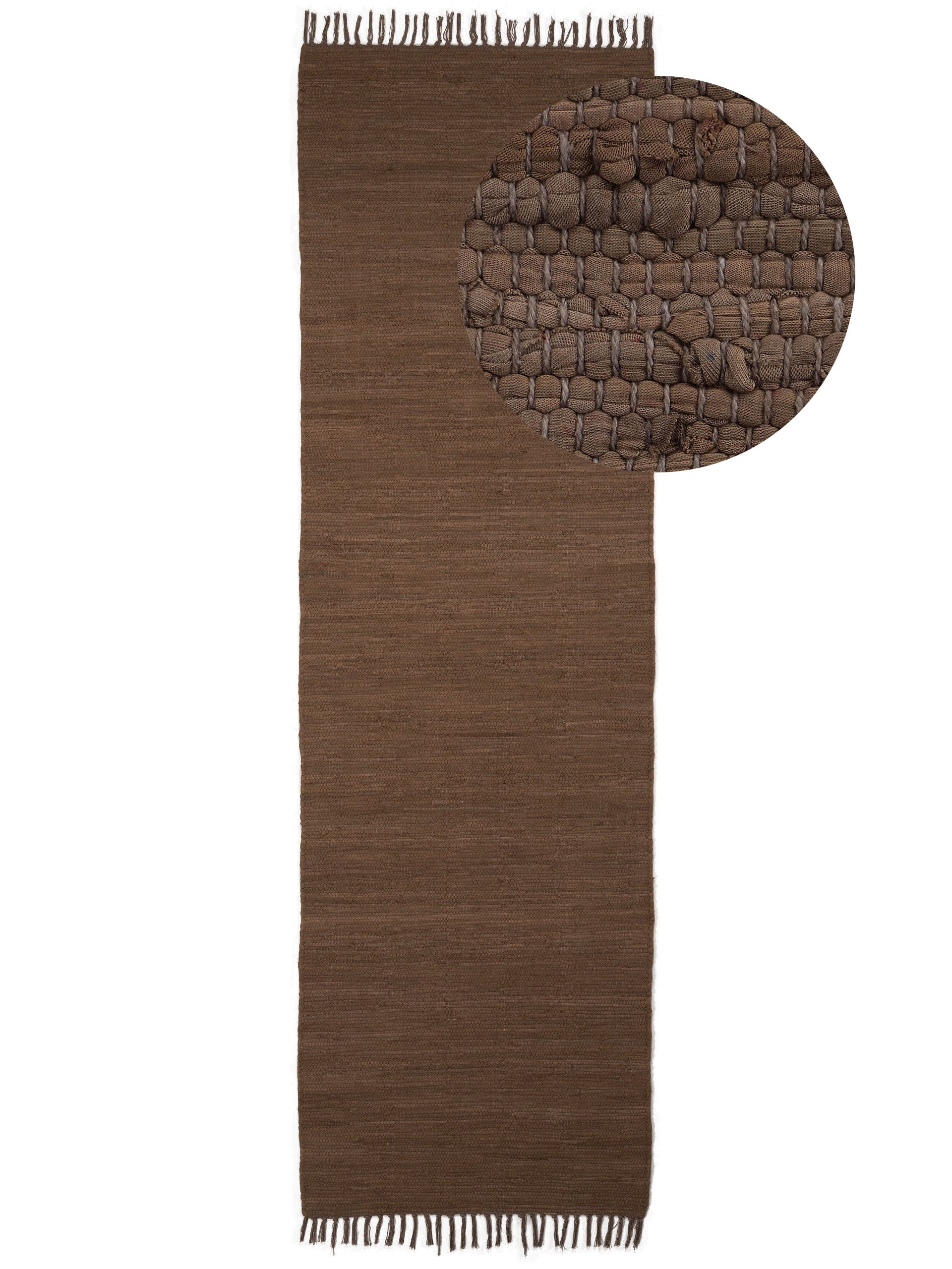 Kelim Chindi Uni Läufer Braun in braun aus baumwolle