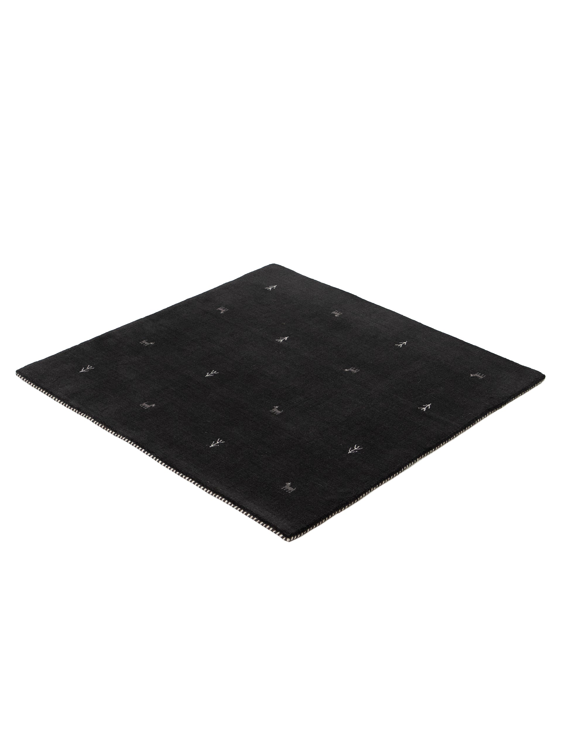 Wollteppich Gabbeh Uni Quadratisch Schwarz in schwarz aus wolle
