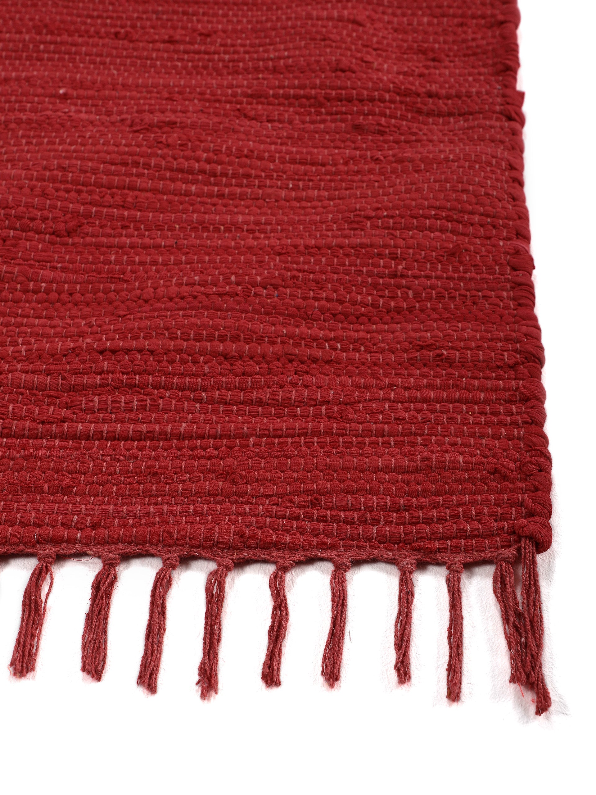 Kelim Chindi Uni Rot in rot aus baumwolle