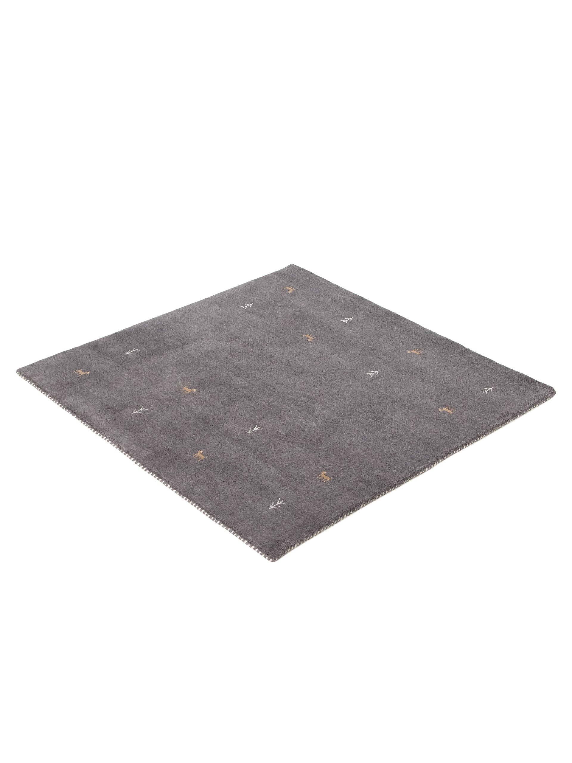 Wollteppich Gabbeh Uni Quadratisch Grau in grau aus wolle