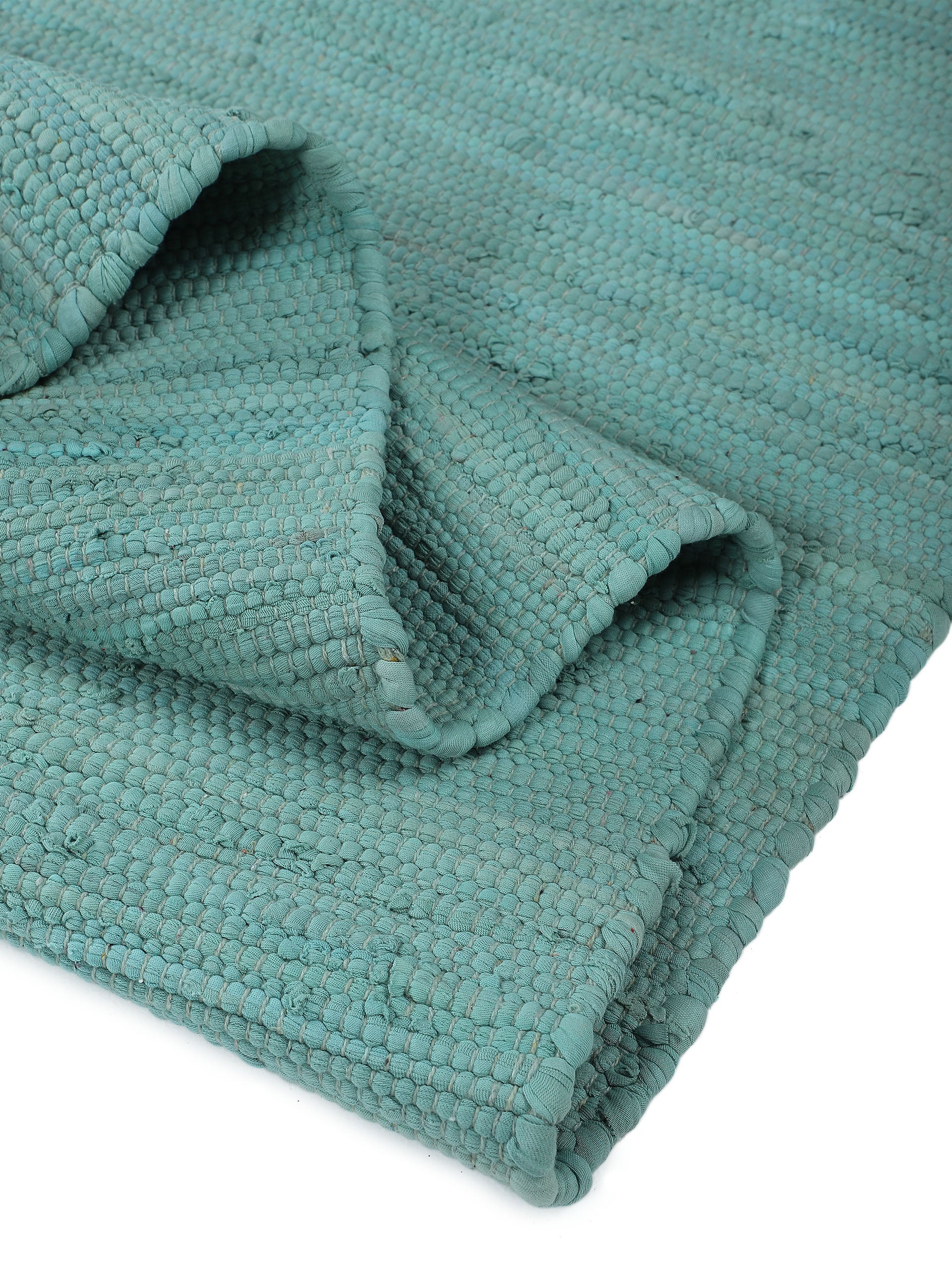 Kelim Chindi Uni Läufer Türkis in türkis aus baumwolle