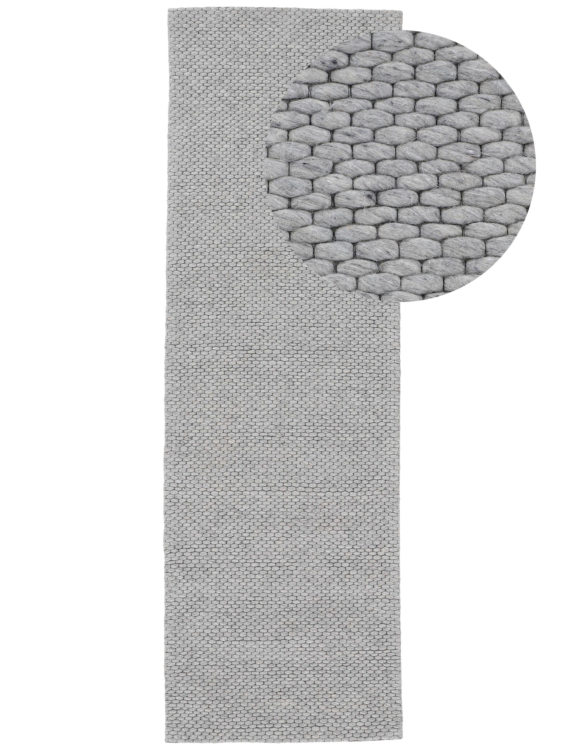 Wollteppich Sina Läufer Grau in grau aus wolle