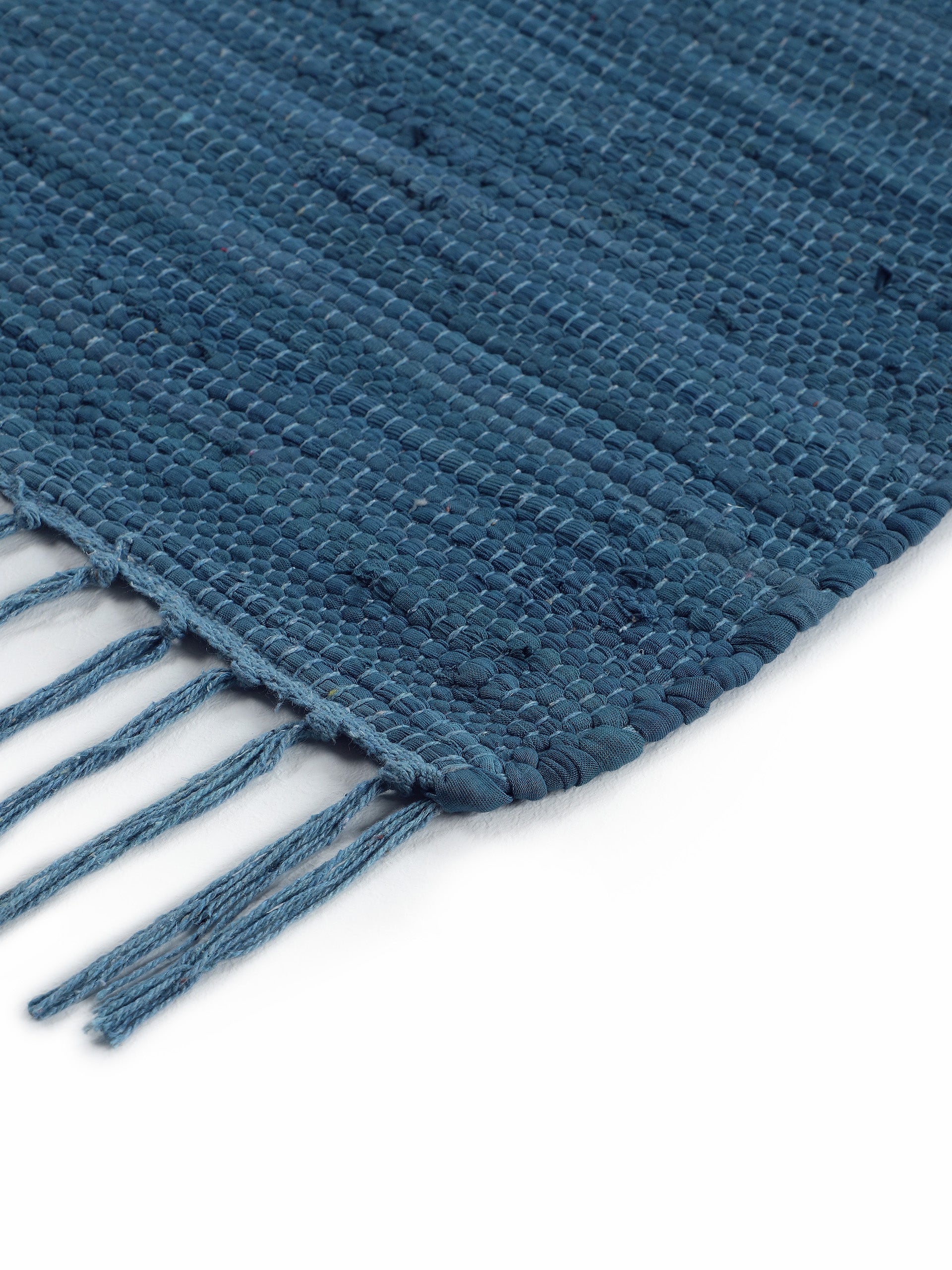 Kelim Chindi Uni Läufer Blau in blau aus baumwolle