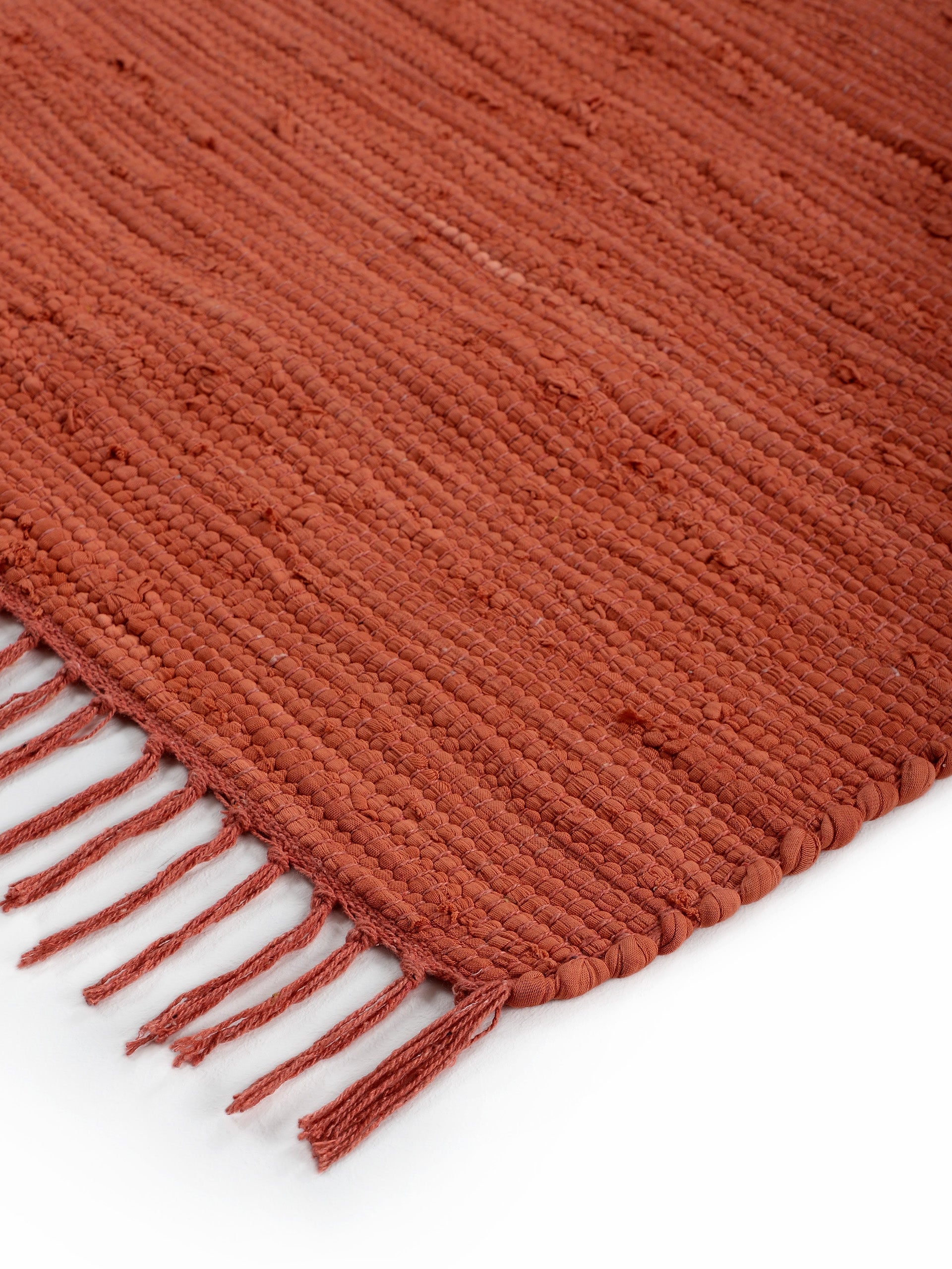 Kelim Chindi Uni Läufer Orange in orange aus baumwolle